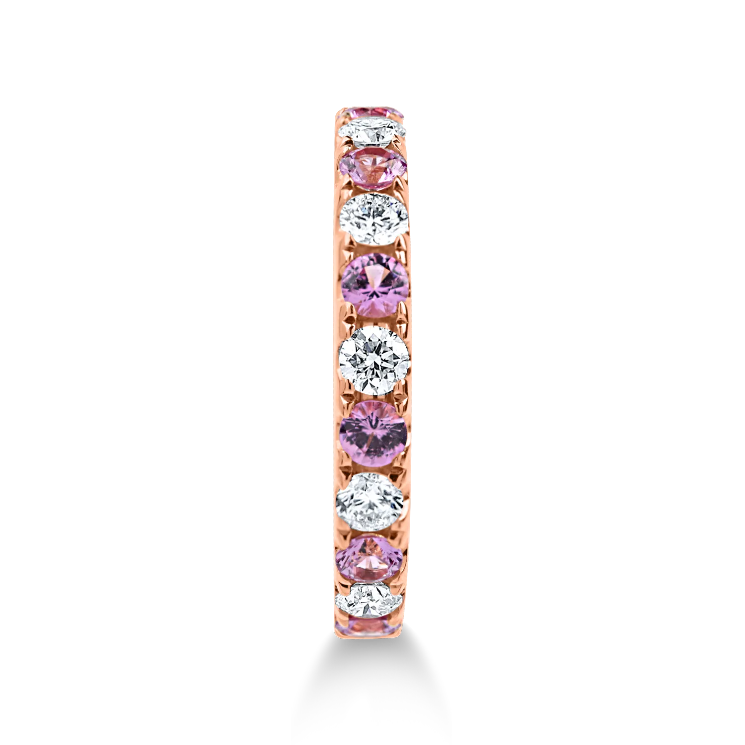Rose gold half-eternity ring with 0.5ct pink sapphires and 0.37ct diamonds