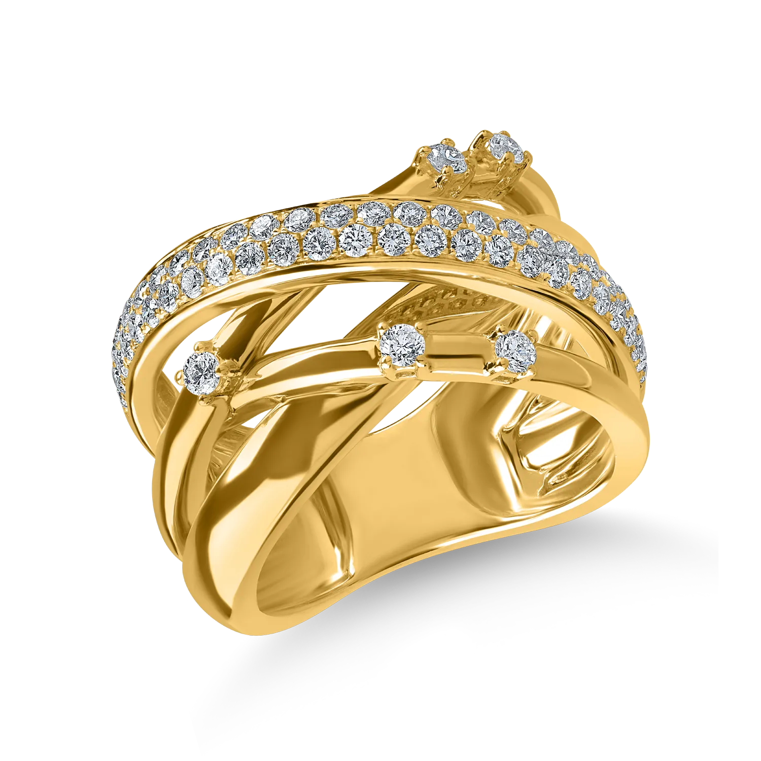 Sárga arany geometriai gyűrű 0.8ct gyémántokkal-189529