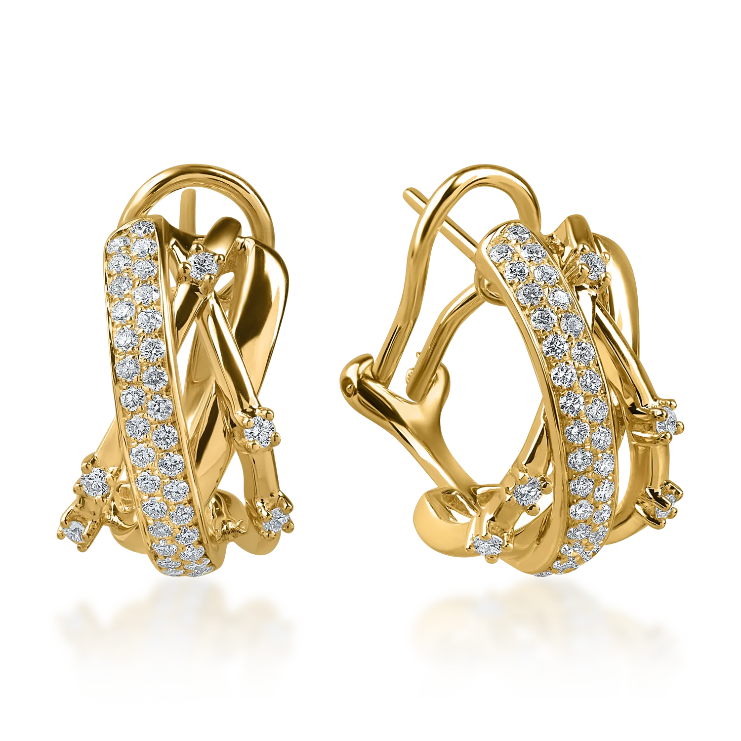Yellow gold earrings with 0.6ct diamonds