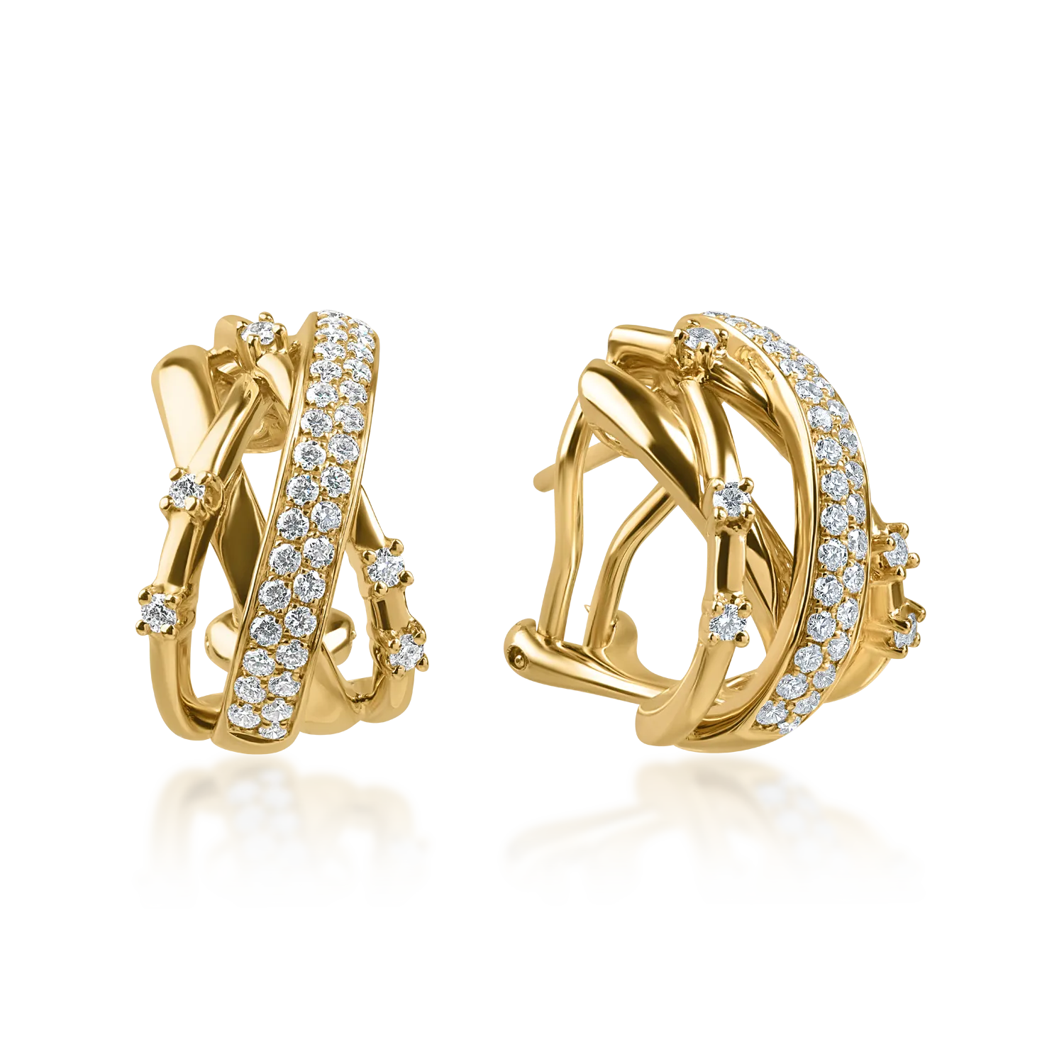 Cercei din aur galben cu diamante de 0.6ct