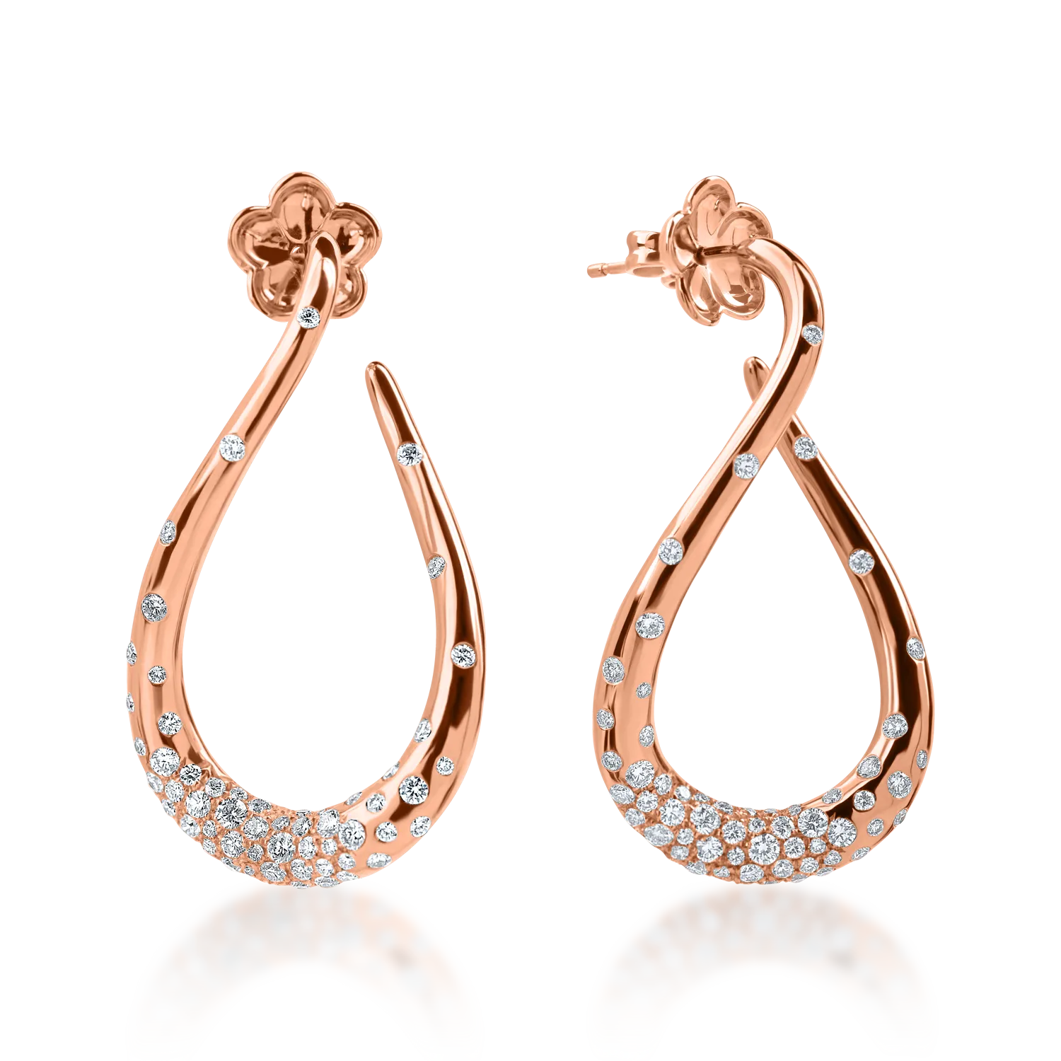 Rose gold abstract pattern earrings with 1.4ct diamonds