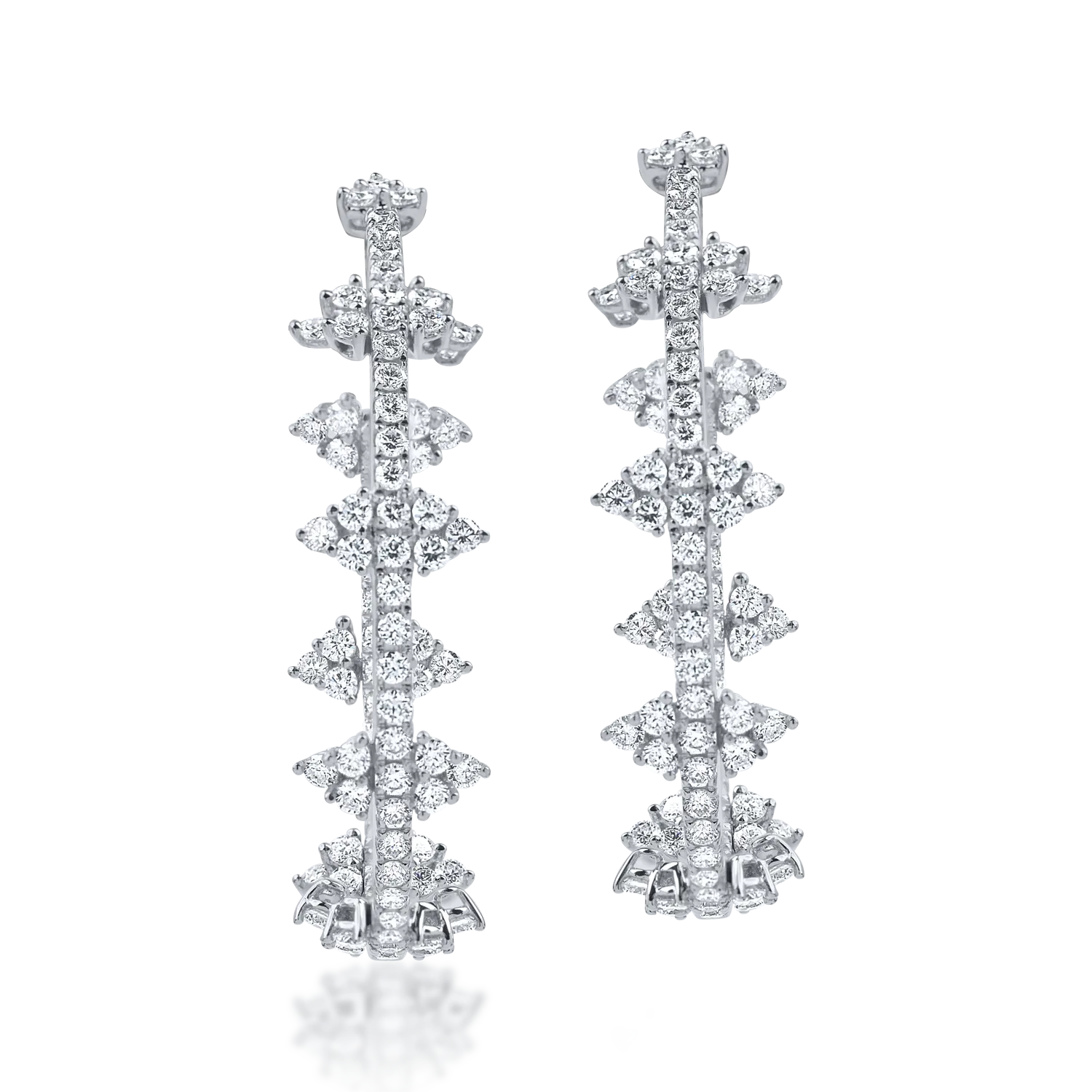 Cercei hoop din aur alb cu diamante de 2.1ct - 1 | YEO