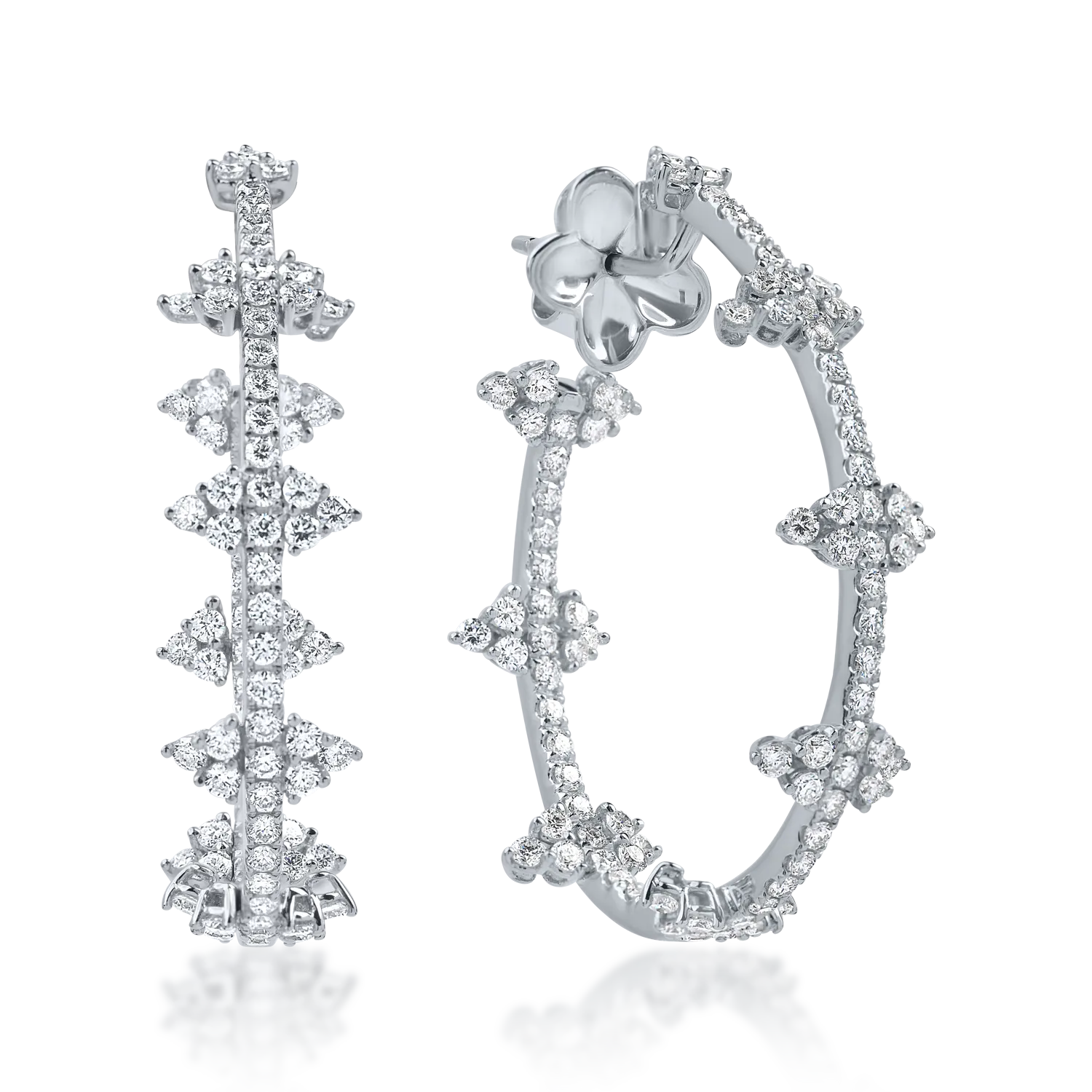 Обеци от бяло злато с диаманти 2.1кт