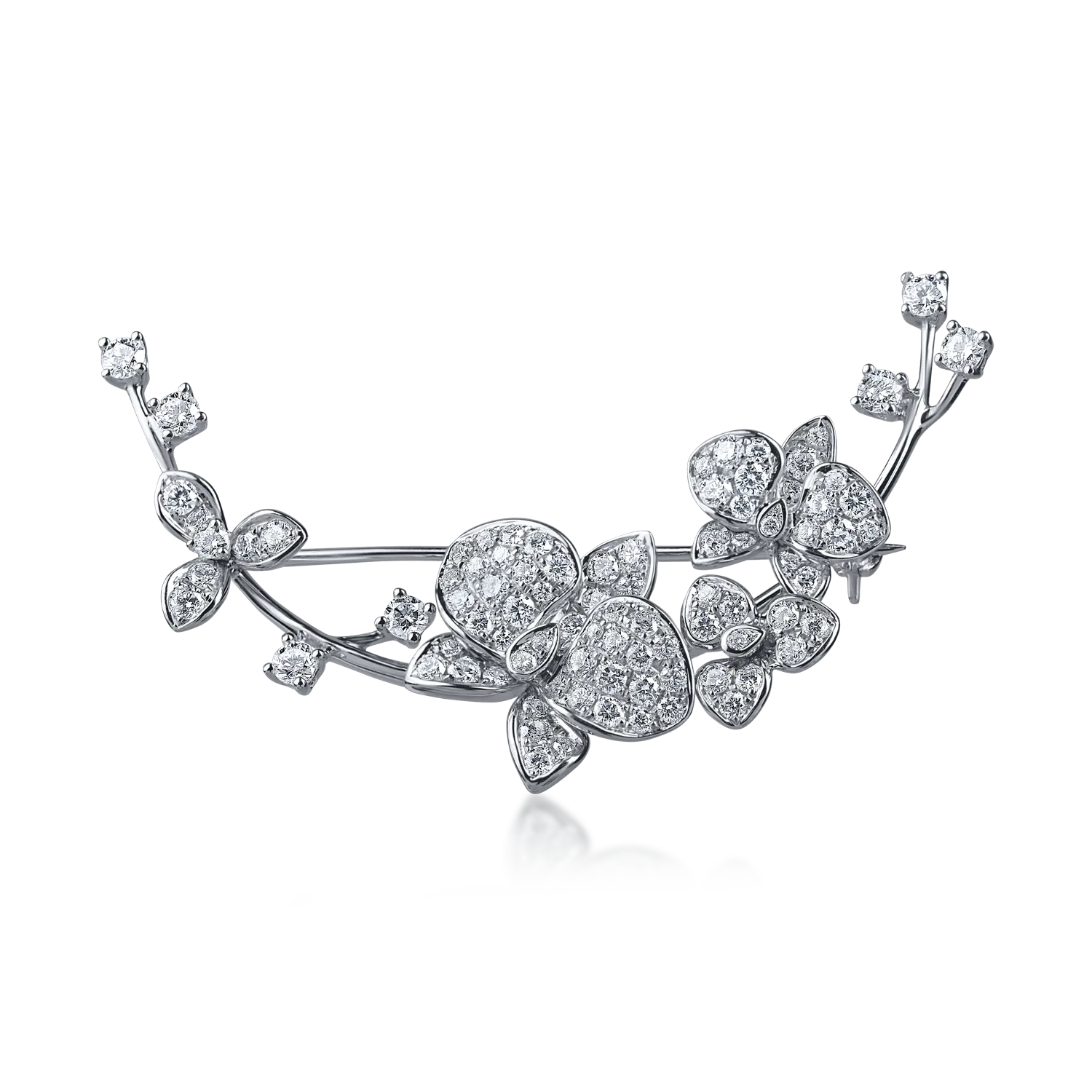 Brosa din aur alb cu diamante microsetting de 1.3ct