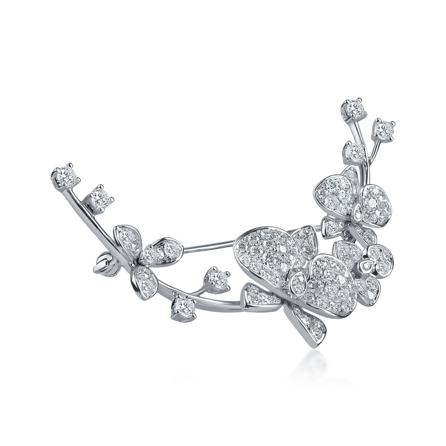 Brosa din aur alb cu diamante microsetting de 1.3ct