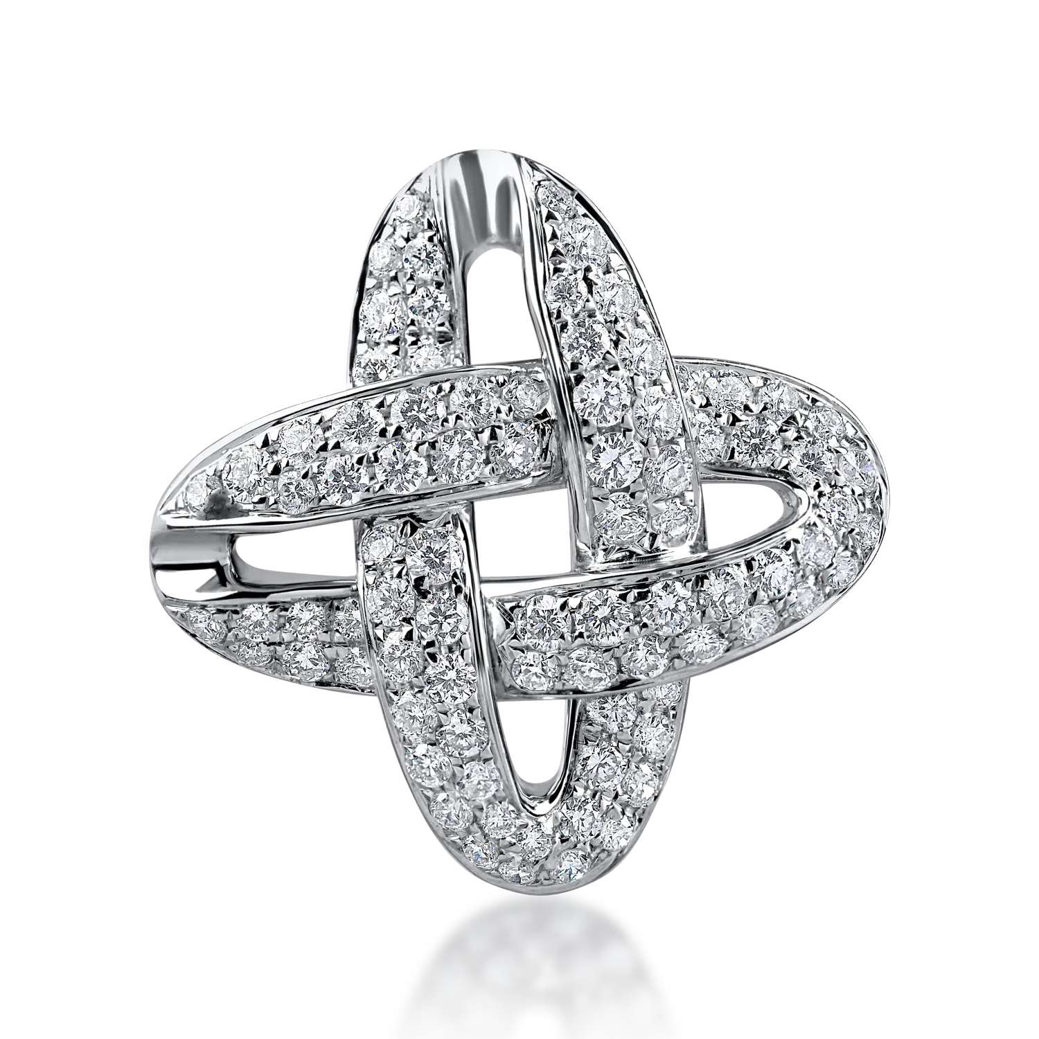 Pandantiv geometric din aur alb cu diamante de 0.8ct