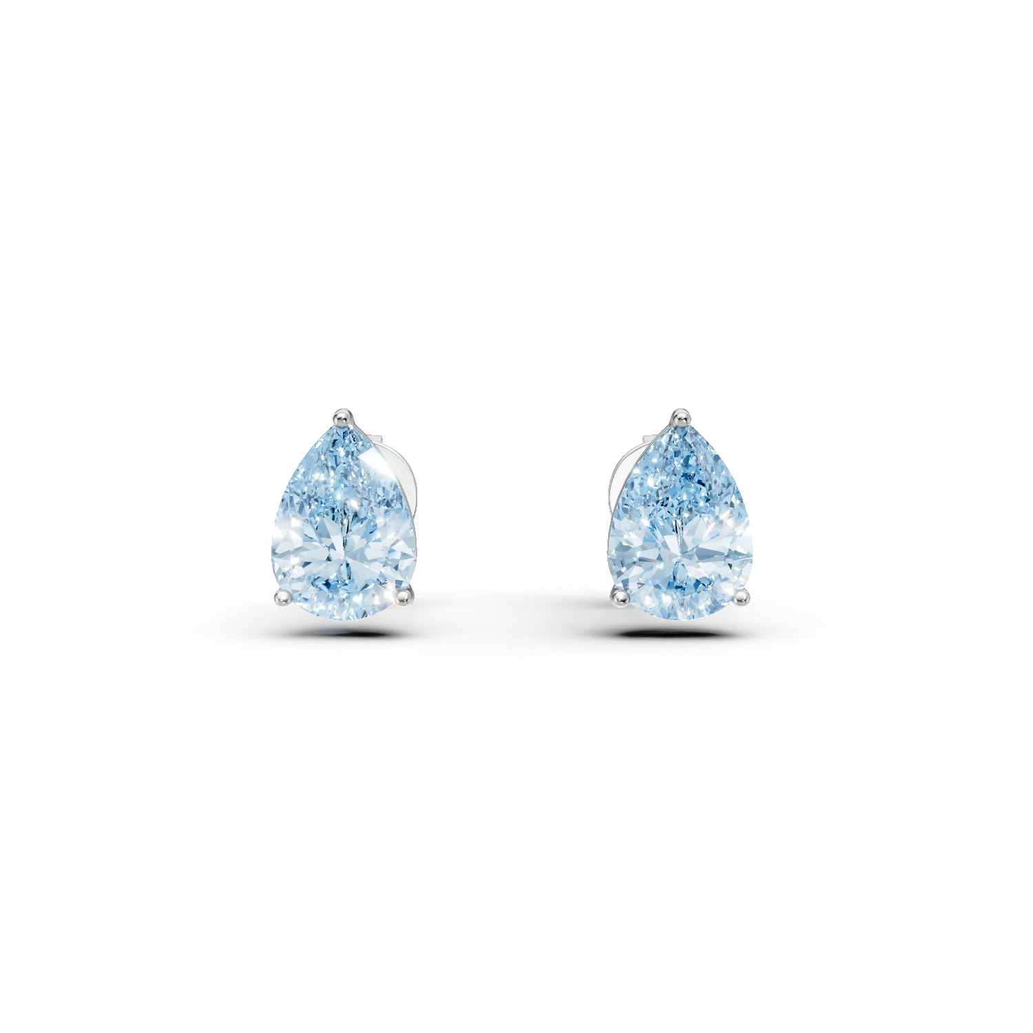 Cercei lacrima din aur alb cu topaze london blue pear de 1.6ct