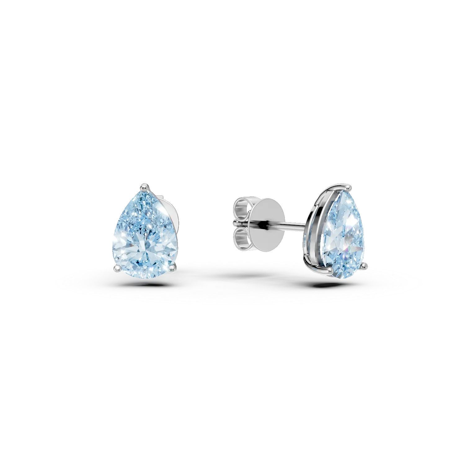 Cercei lacrima din aur alb cu topaze london blue pear de 1.6ct