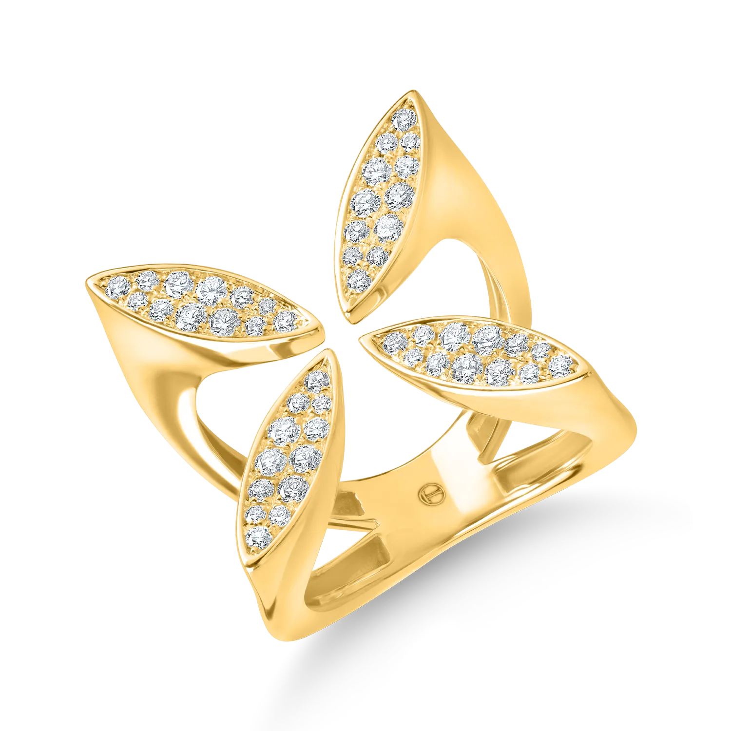 Yellow gold geometric ring with 0.6ct diamonds-189600