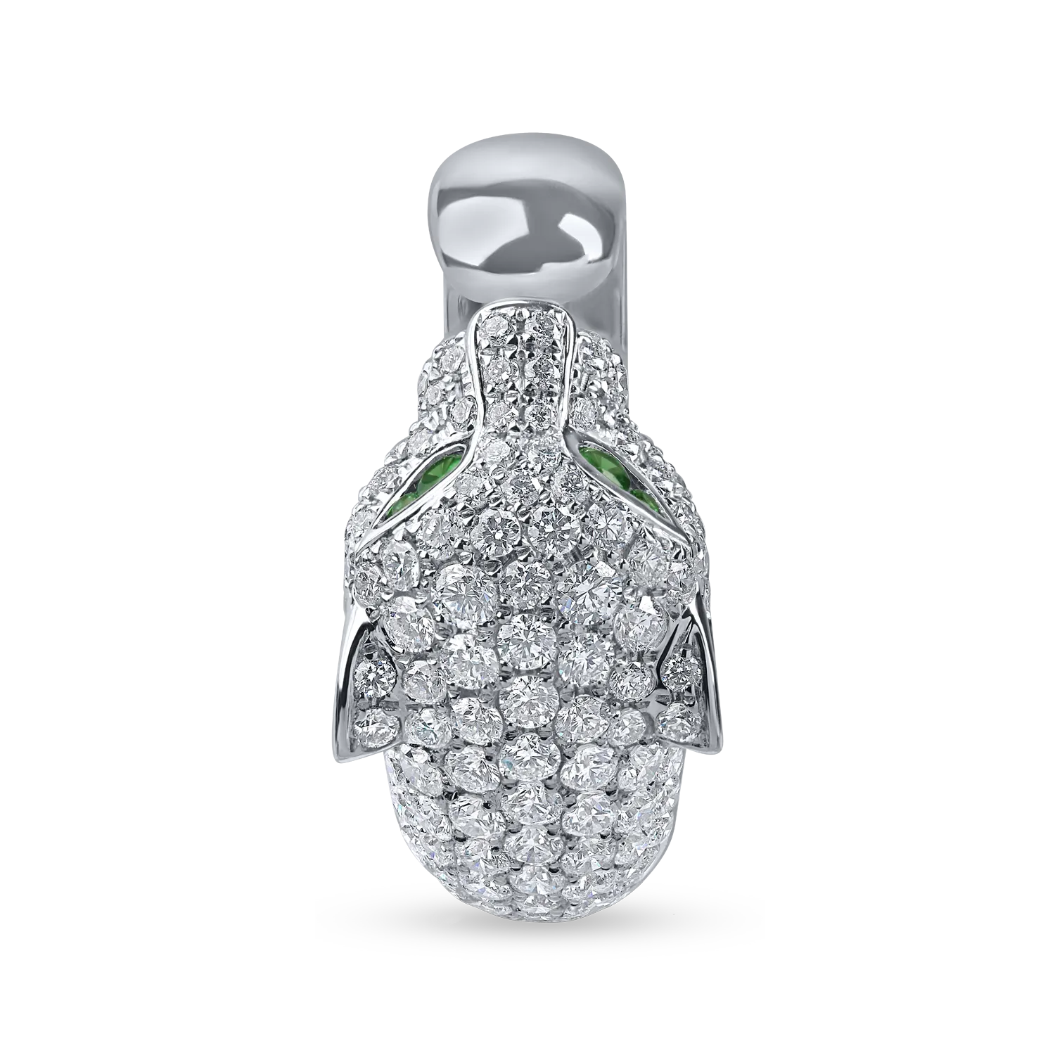 Inel deschis cu pantera din aur alb cu diamante de 1.4ct si tzavorite de 0.06ct - imagine 2