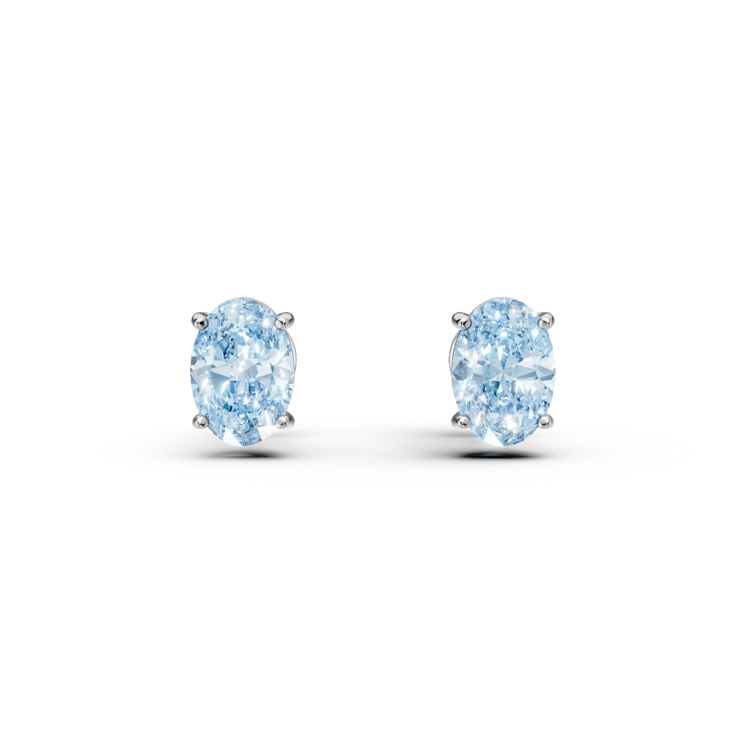 Cercei stud din aur alb cu topaze london blue ovale de 1.1ct