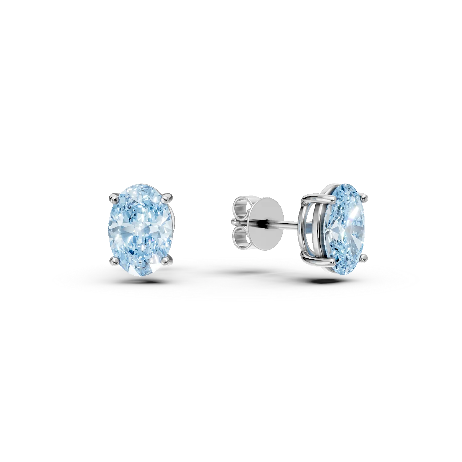 Cercei stud din aur alb cu topaze london blue ovale de 1.1ct