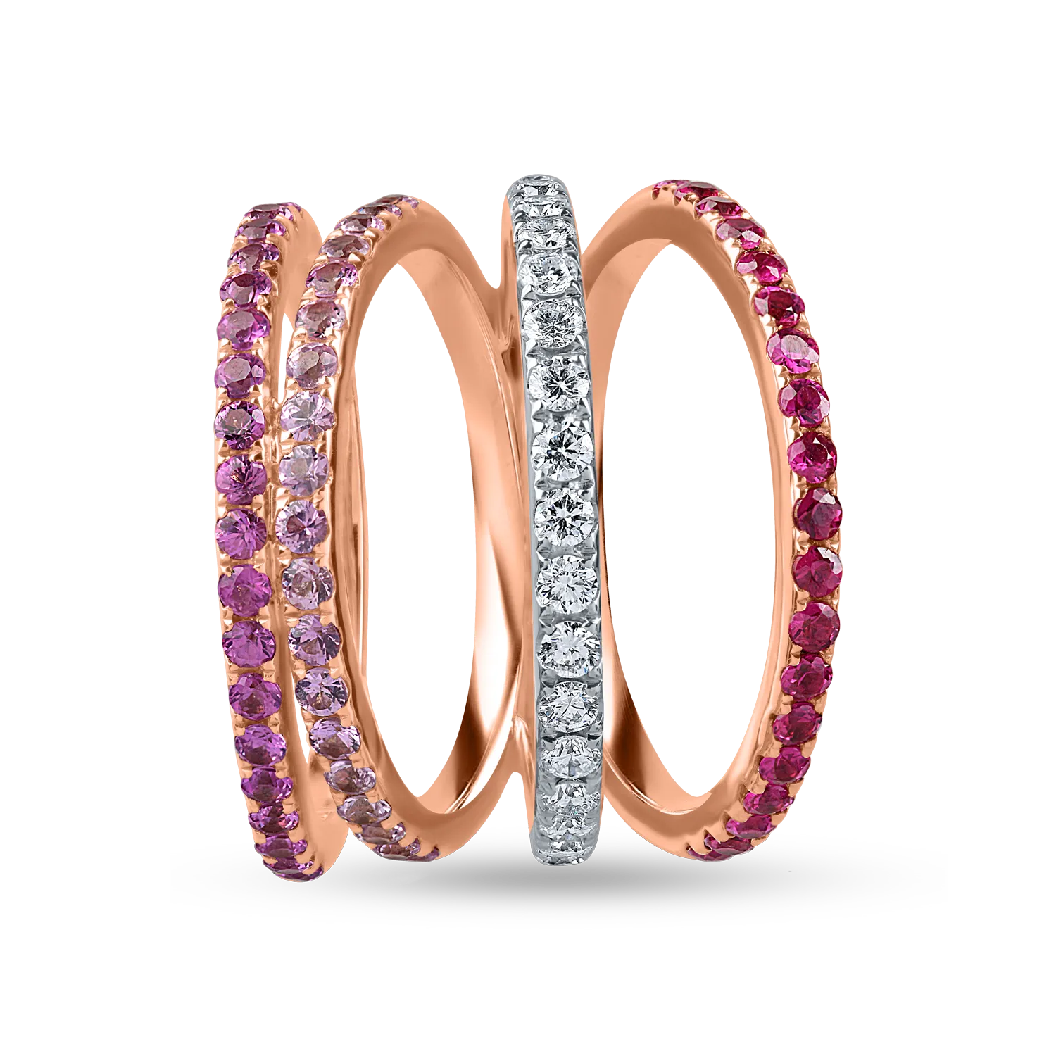 Rose gold geometric ring with 1.6ct precious stones