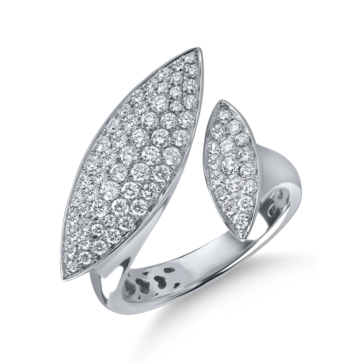 Inel geometric din aur alb cu diamante de 0.9ct