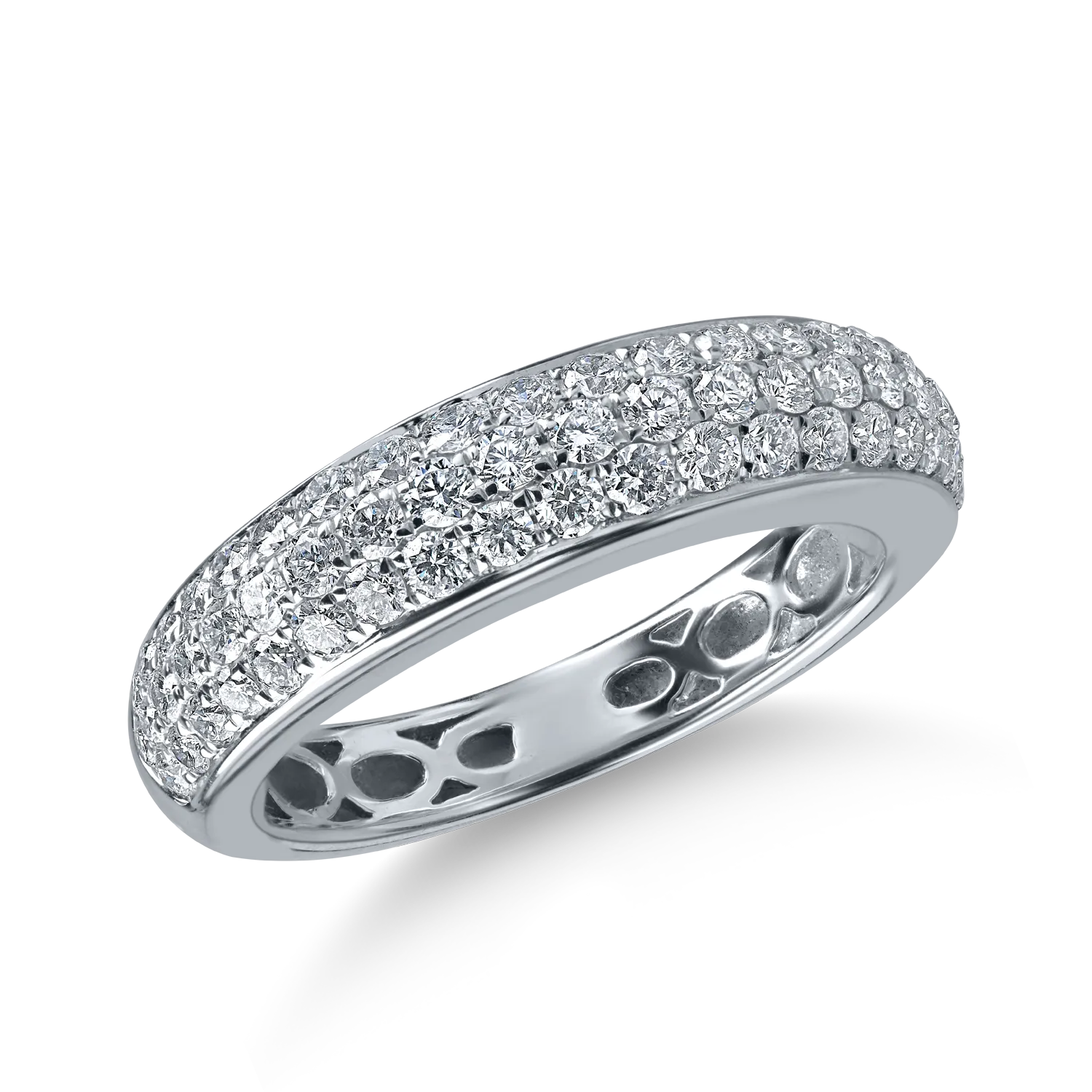 Inel semieternity din aur alb cu diamante de 0.9ct