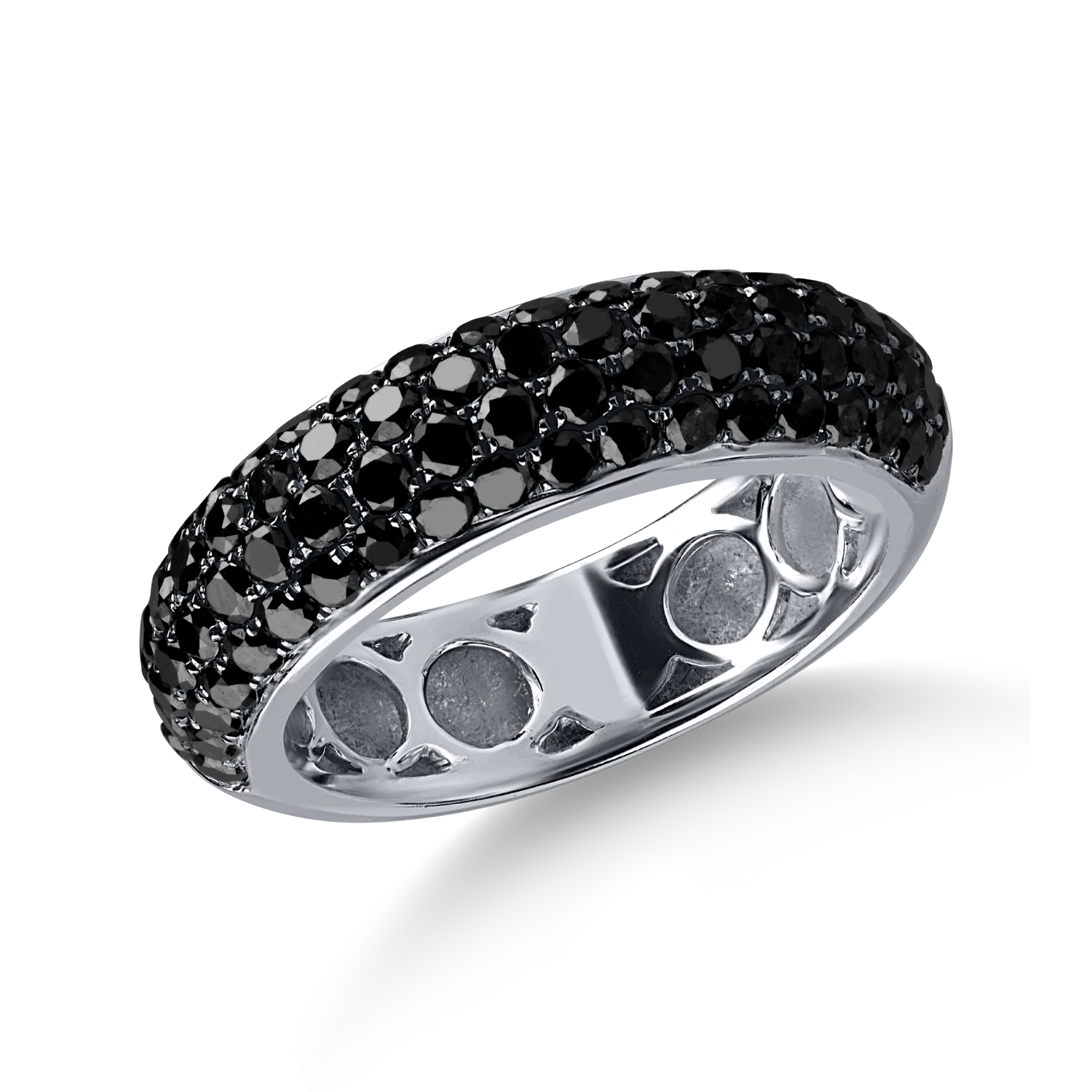 Inel semieternity din aur alb cu diamante negre de 1.6ct