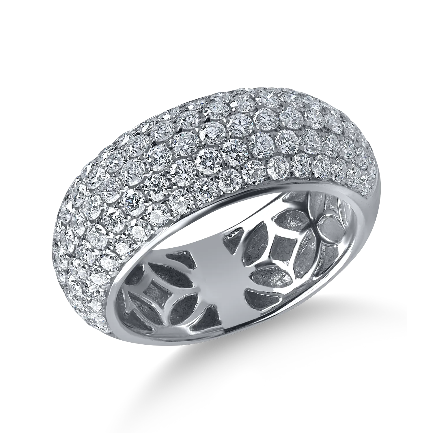 Inel semieternity din aur alb cu diamante de 1.9ct