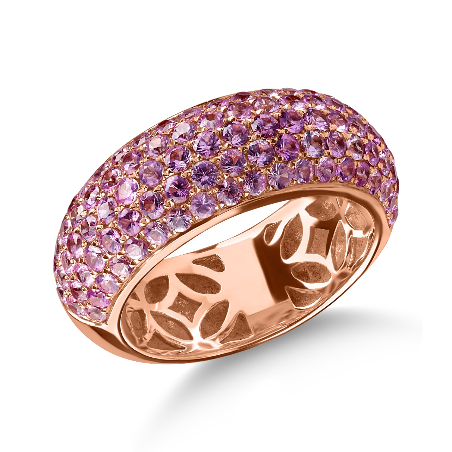 Inel din aur roz cu safire roz microsetting de 2.4ct