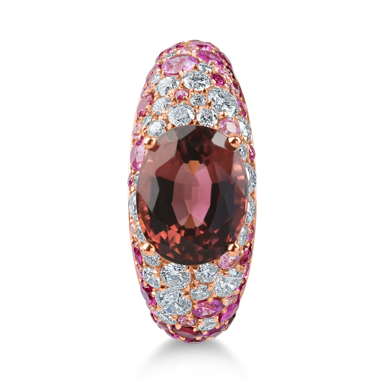 Rose gold ring with 5.2ct precious and semi-precious stones
