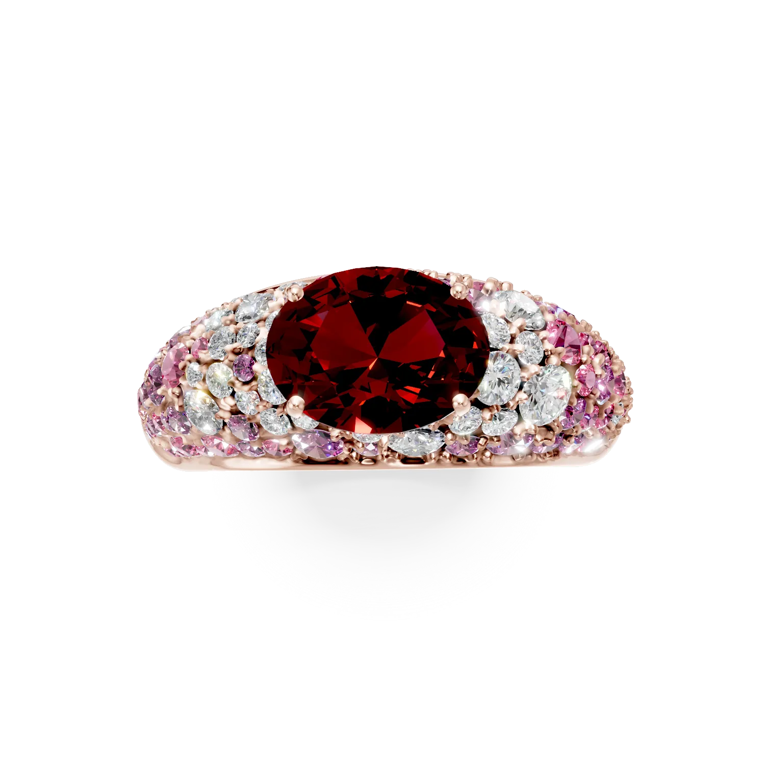 Rózsarany gyűrű 5.2ct drágakövekkel és féldrágakövekkel