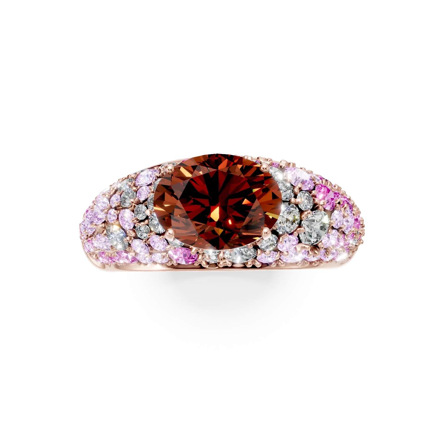 Inel din aur roz cu pietre pretioase si semipretioase de 4.1ct