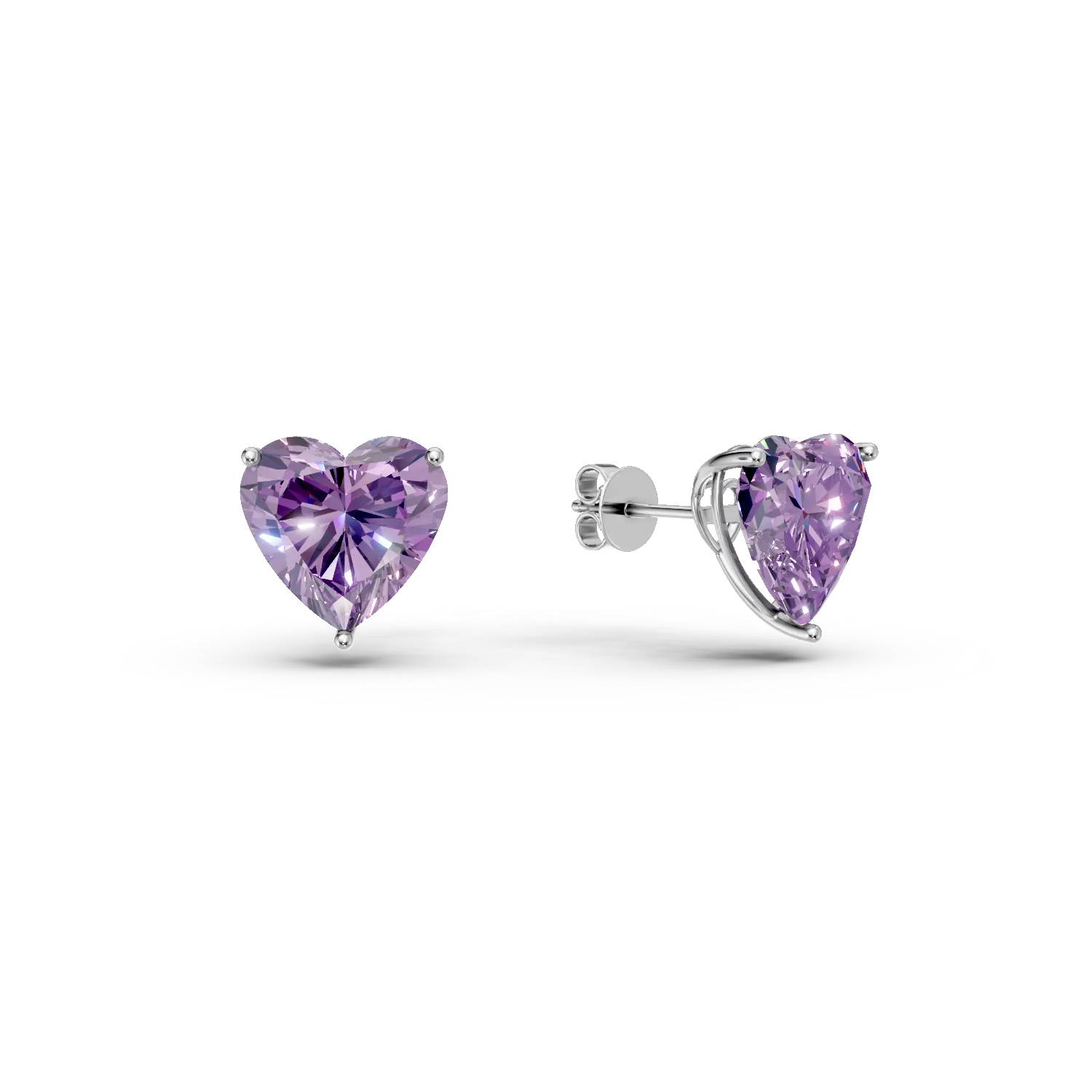 TEILOR Cercei inimi din aur alb cu ametiste heart de 2.4ct