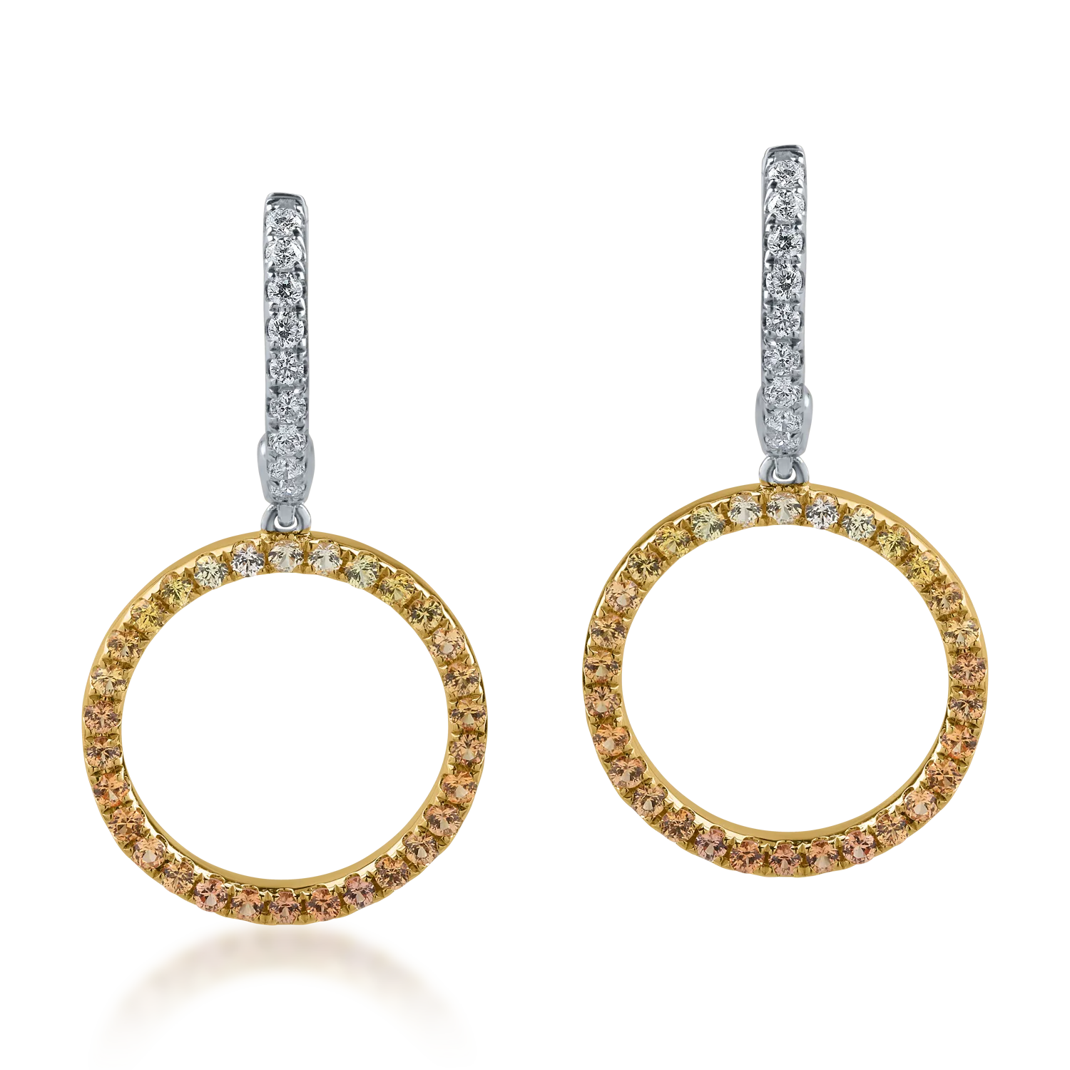 White-yellow gold earrings with 0.7ct yellow sapphires and 0.2ct diamonds-189677