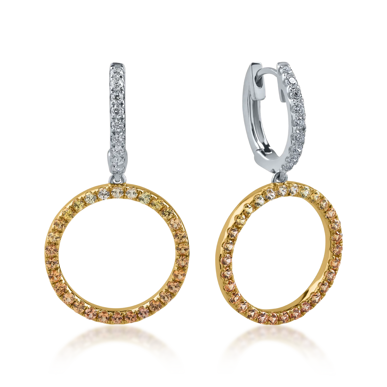 White-yellow gold earrings with 0.7ct yellow sapphires and 0.2ct diamonds