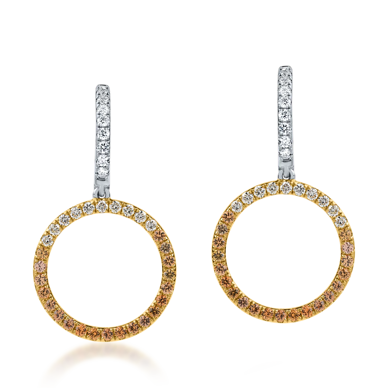White-yellow gold round earrings with sapphires and 0.99ct diamonds-189678