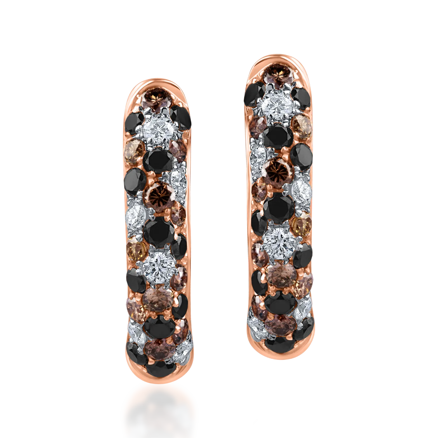 Cercei hoop din aur roz cu diamante de 0.6ct - 1 | YEO