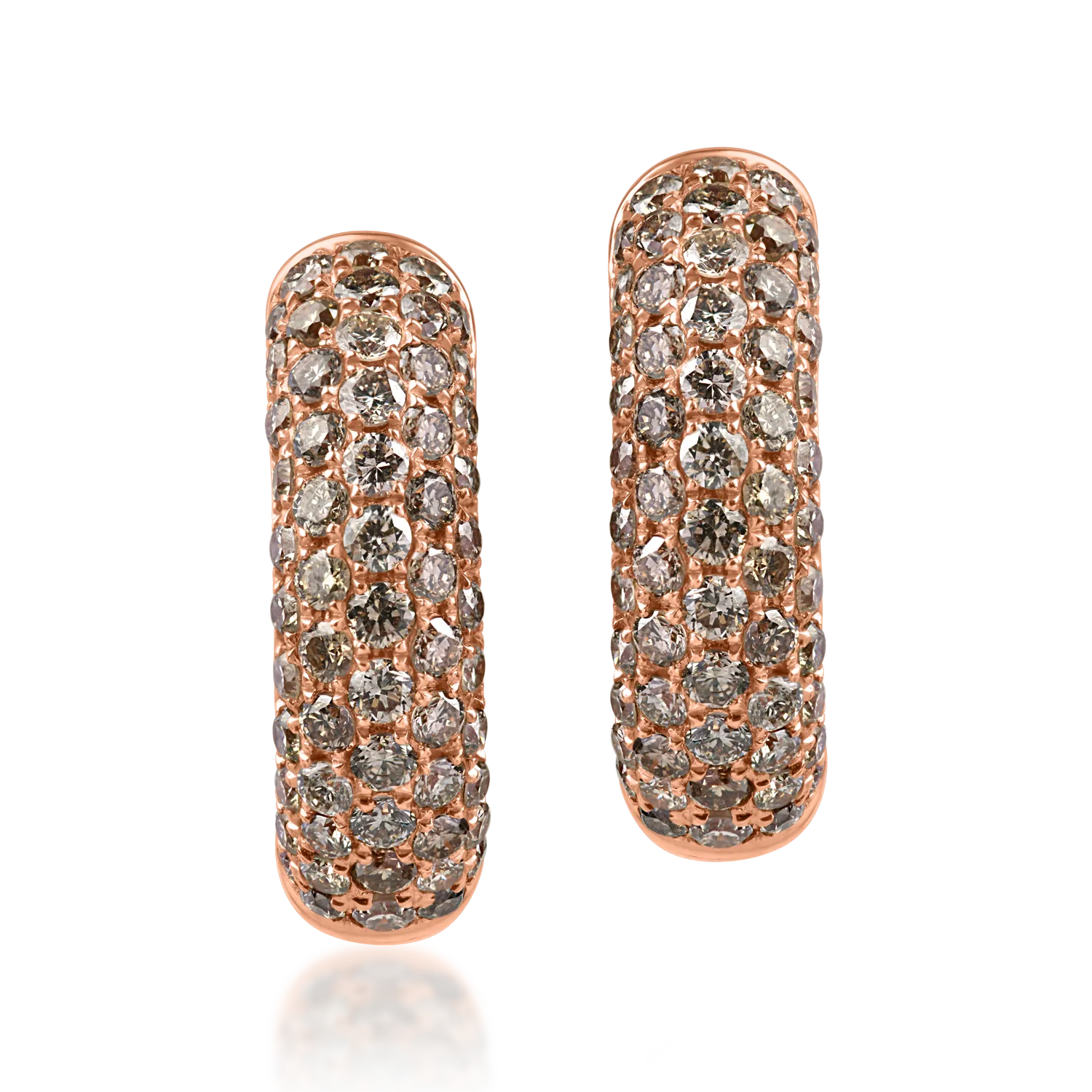 Rose gold hoop earrings with 0.8ct brown diamonds-189699
