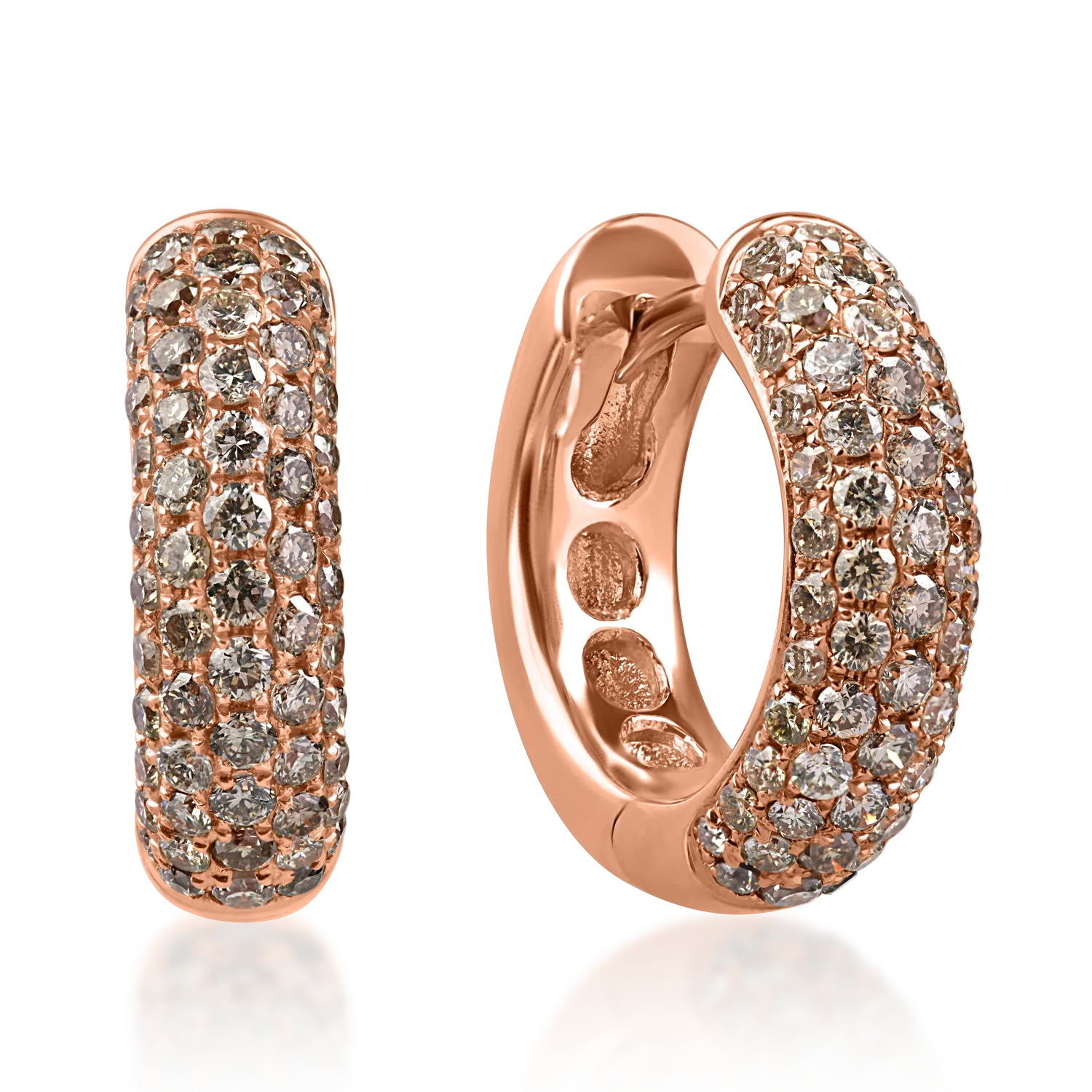 TEILOR Cercei creole din aur roz cu diamante maro de 0.8ct