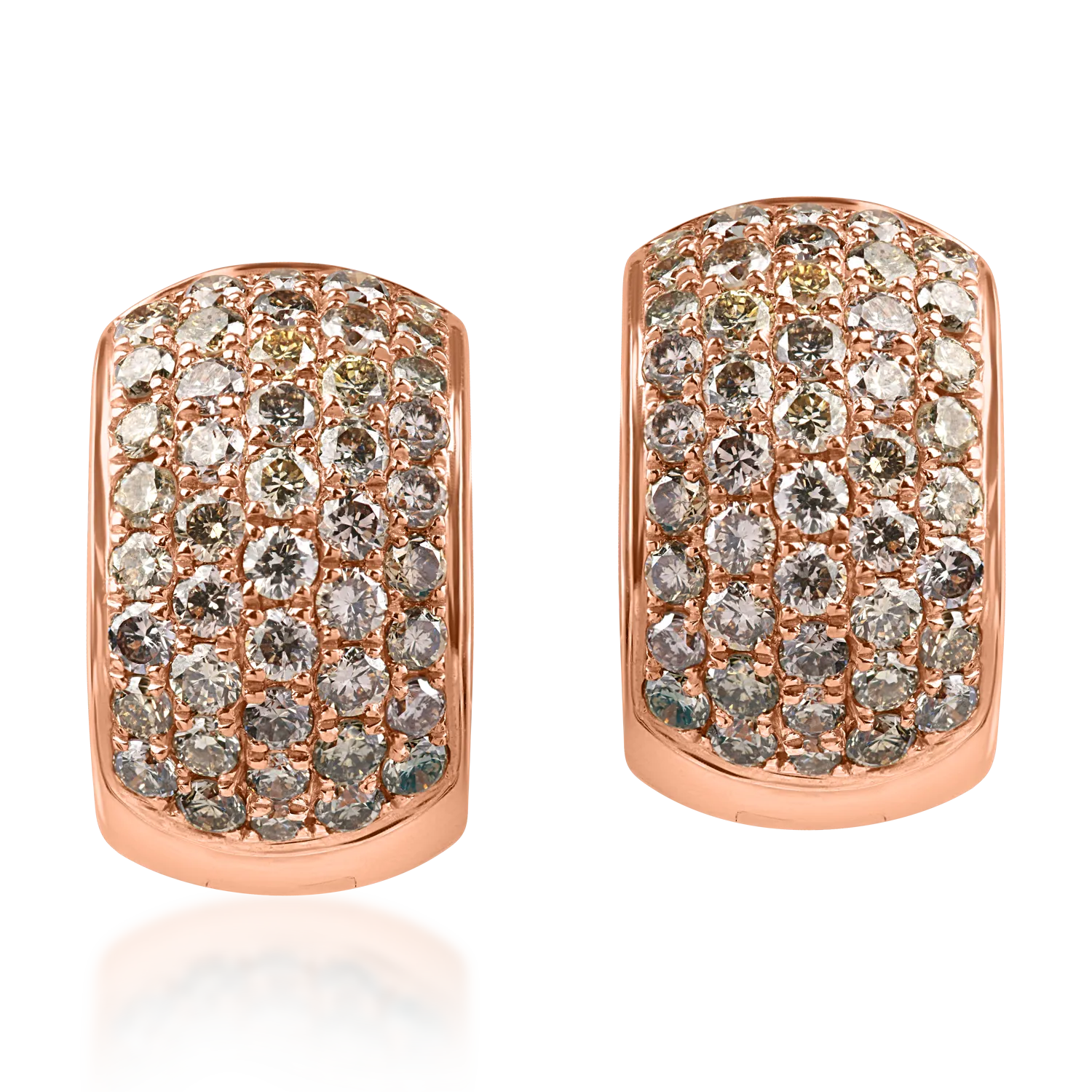 Cercei creole din aur roz cu diamante maro de 0.9ct - 1 | YEO