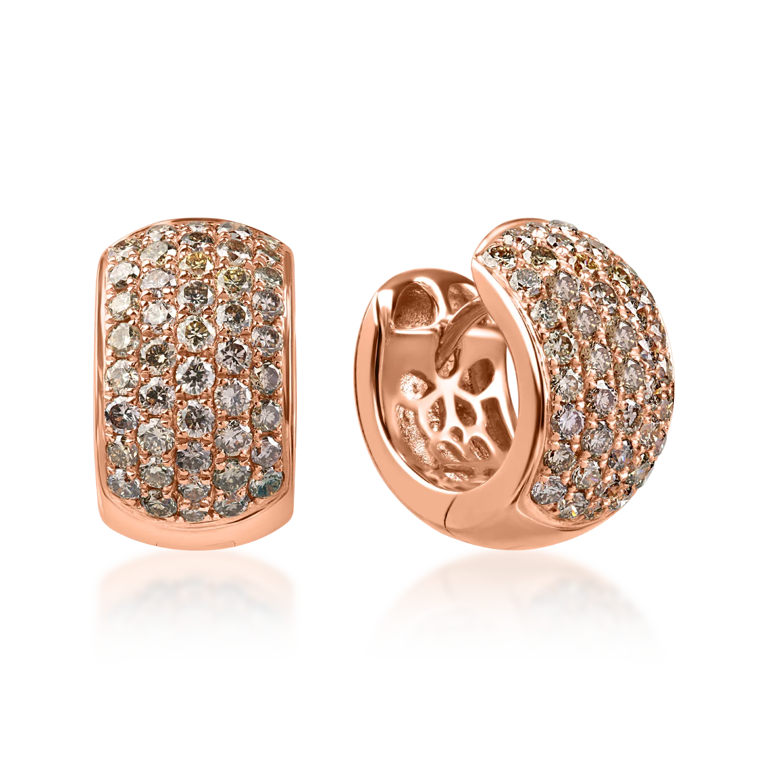 Cercei creole din aur roz cu diamante maro de 0.9ct