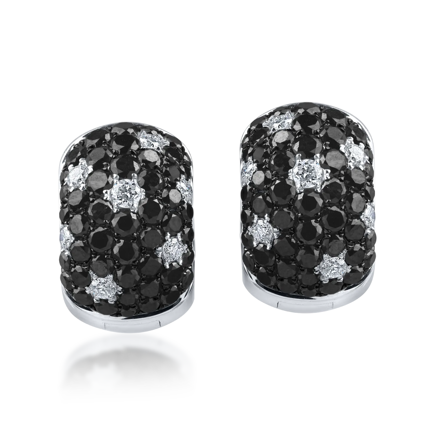Cercei hoop din aur alb cu diamante de 1.6ct - 1 | YEO