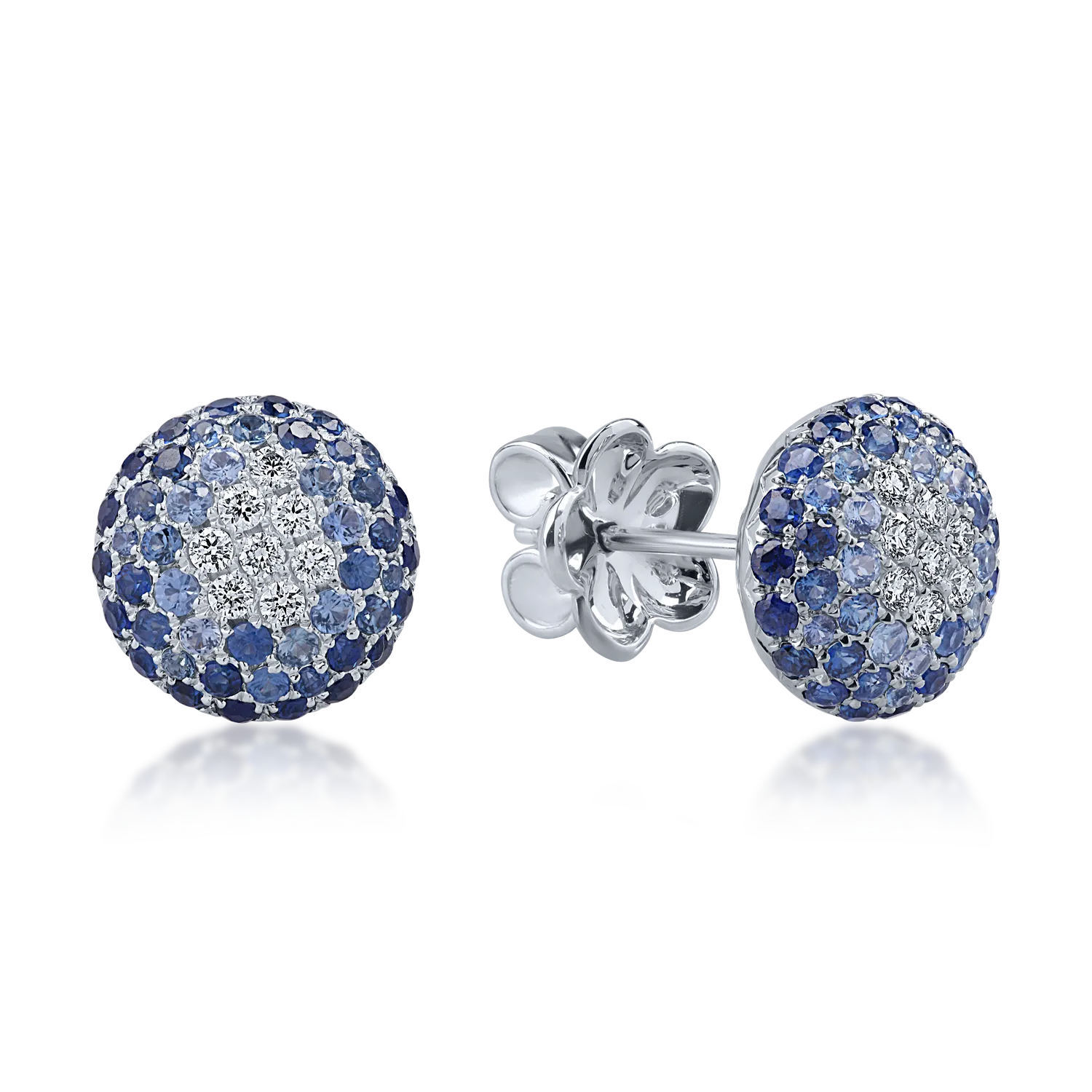 White gold earrings with 1.2ct sapphires and 0.1ct diamonds