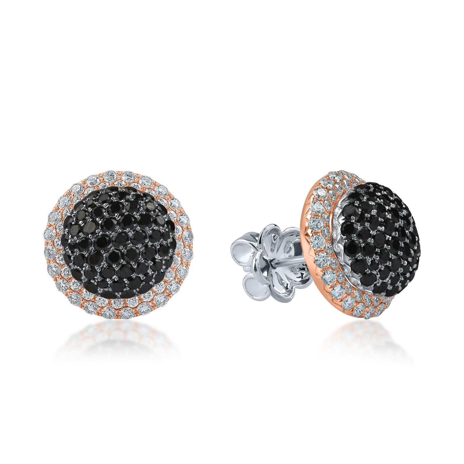 Cercei stud din aur alb-roz cu diamante de 2.7ct