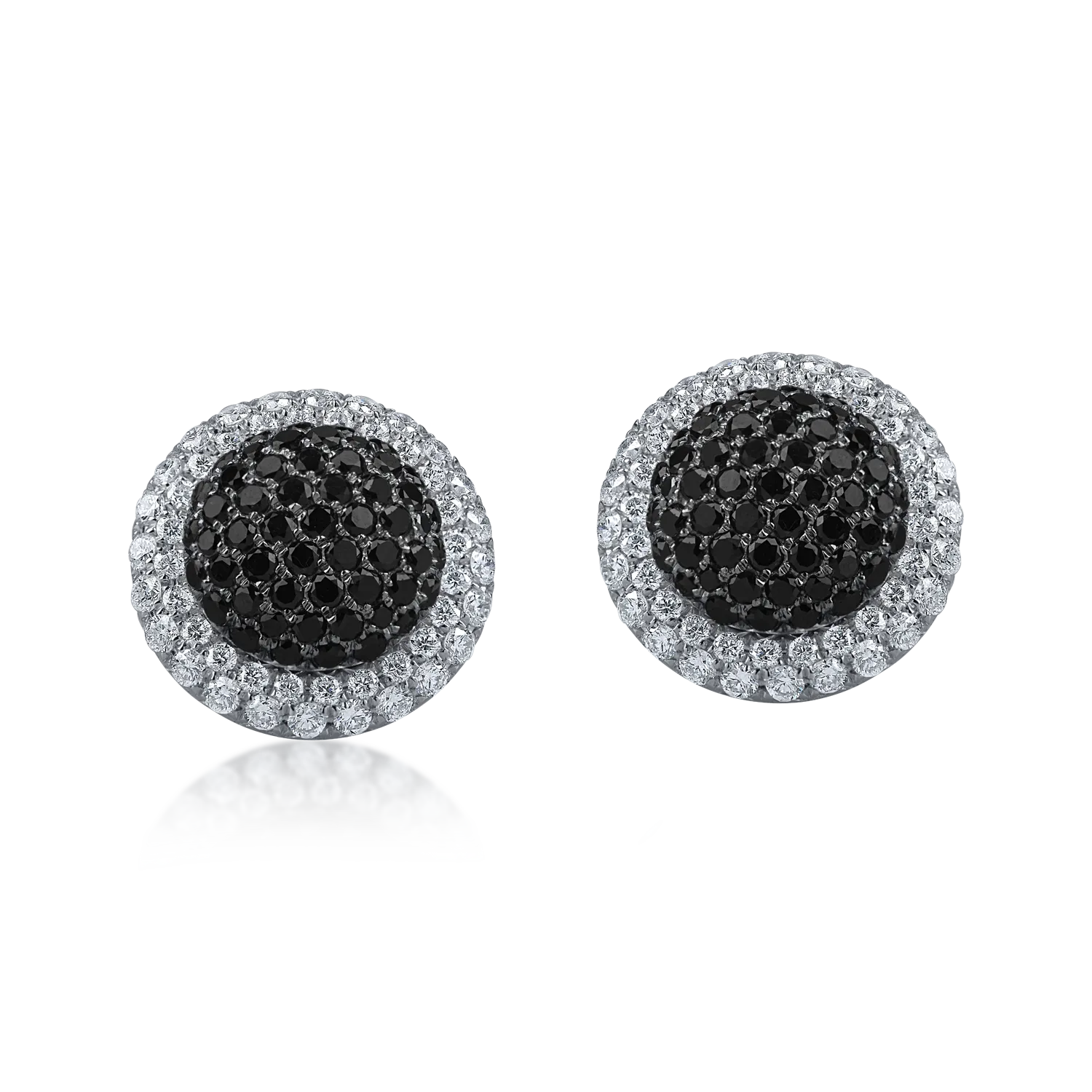 Cercei din aur alb cu diamante negre si incolore de 2.3ct - 1 | YEO