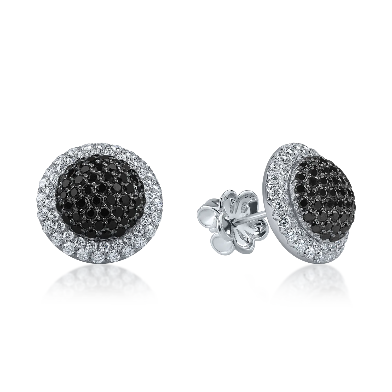 Cercei din aur alb cu diamante negre si incolore de 2.3ct