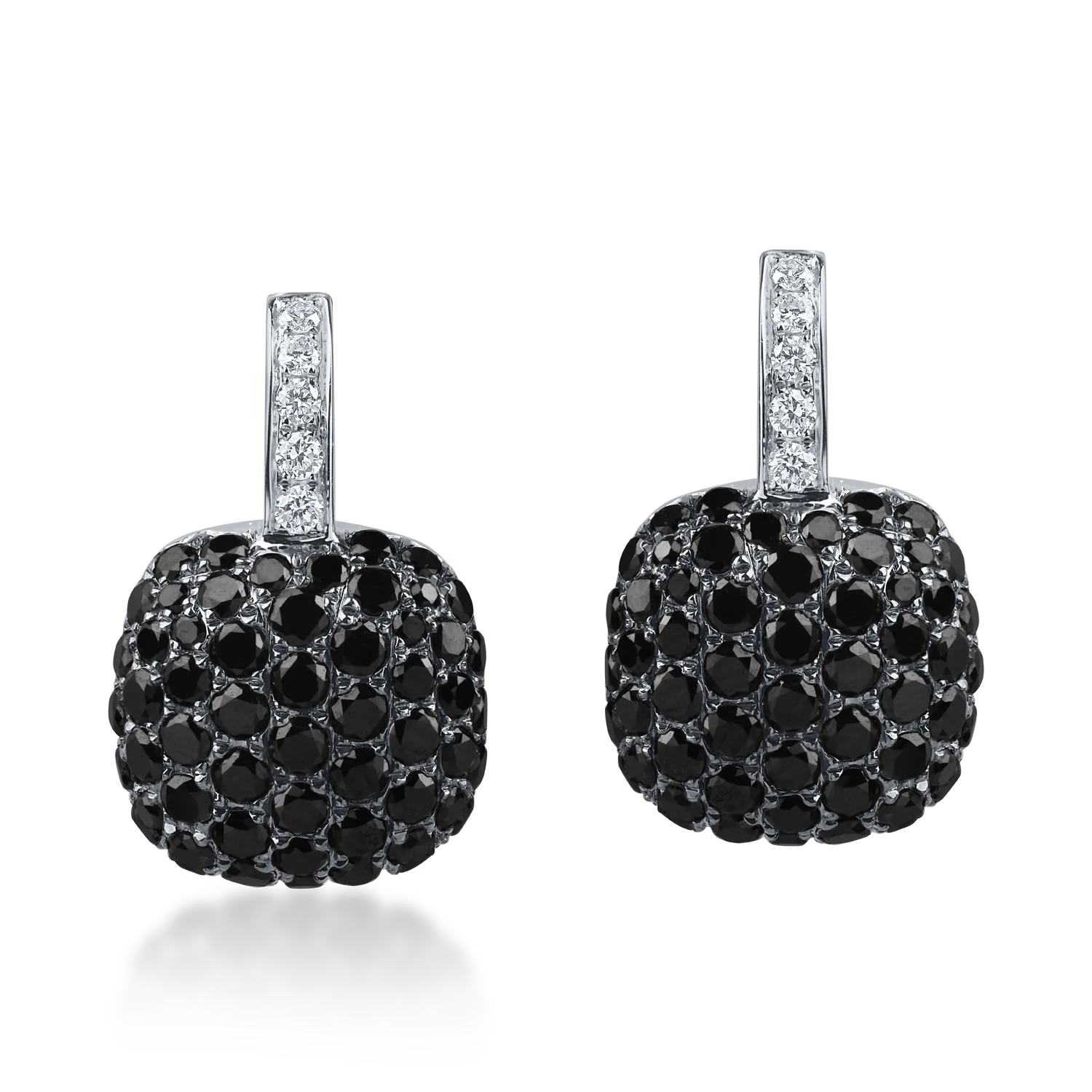 Cercei din aur alb cu diamante negre si incolore de 2.6ct - 1 | YEO