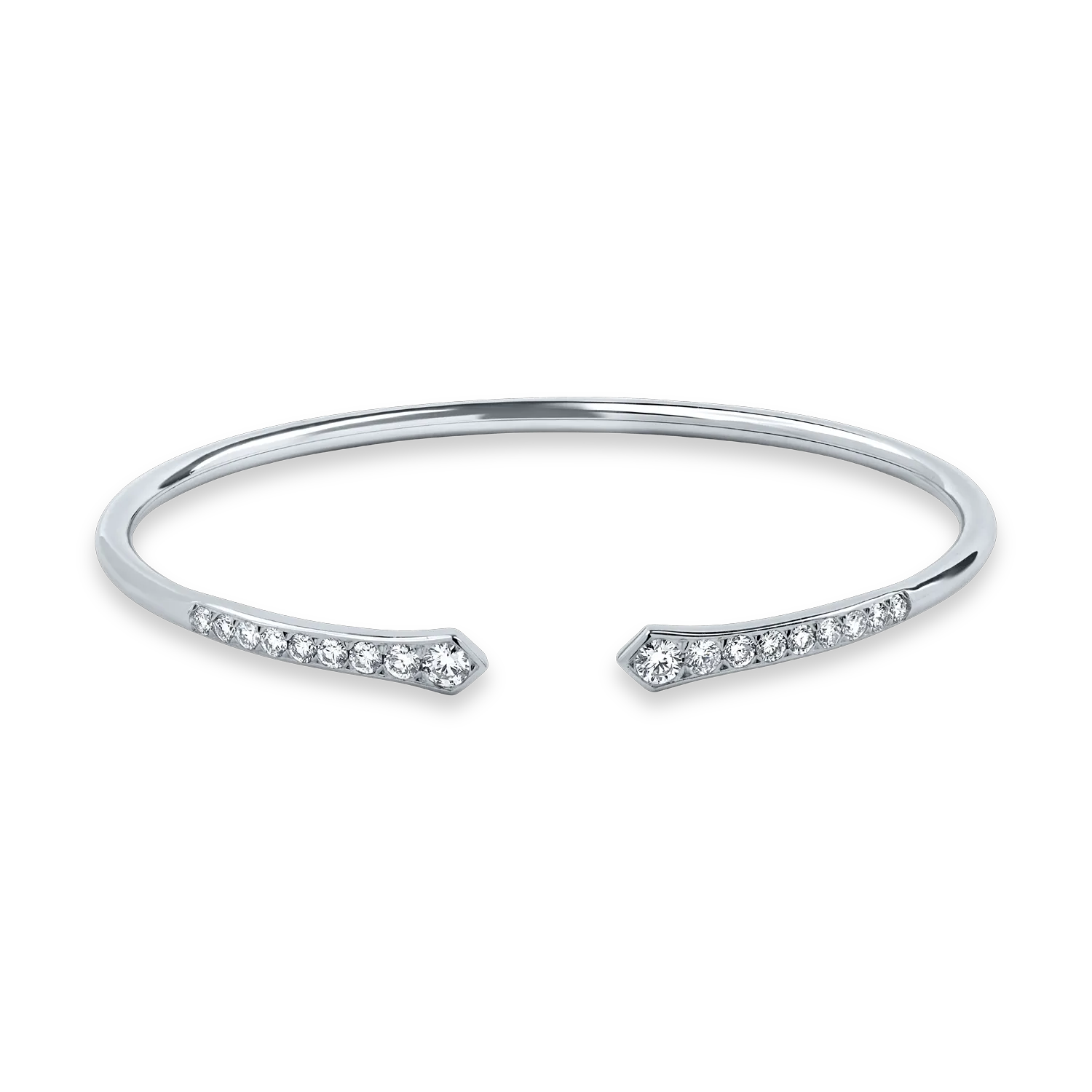Bratara fixa deschisa din aur alb cu diamante de 0.7ct