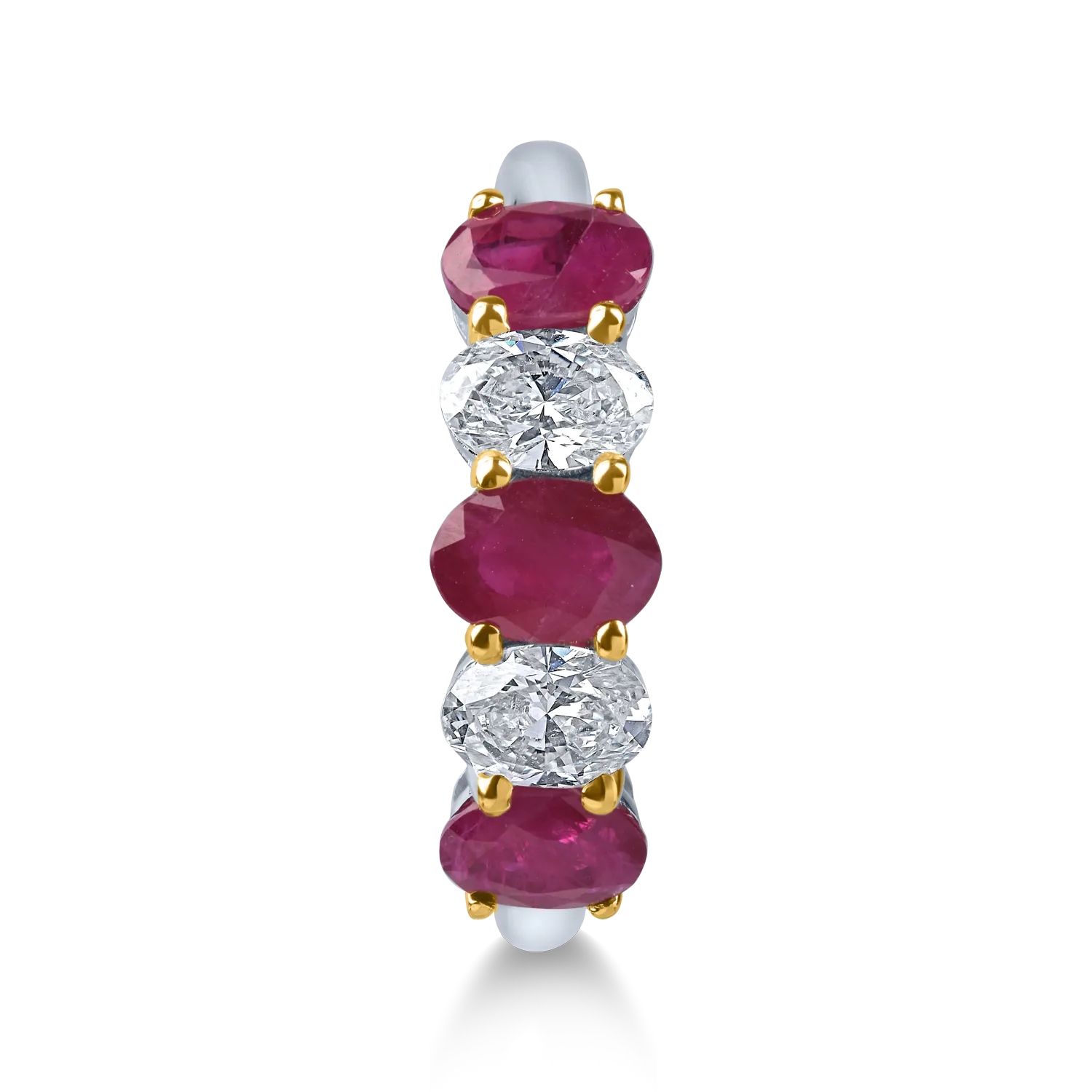 Inel din aur alb cu rubine ovale tratate de 1.05ct si diamante de 0.6ct - imagine 2