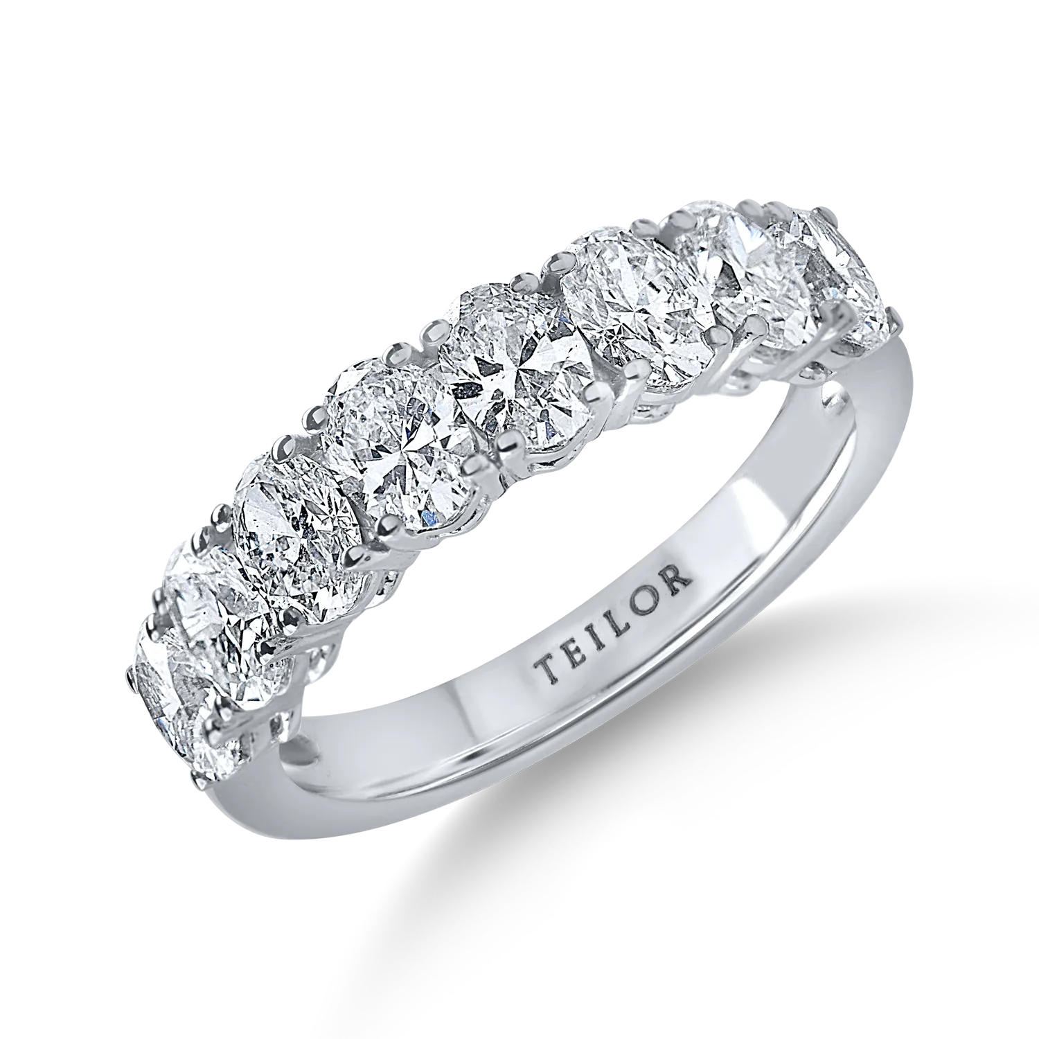 Inel semi eternity din aur alb cu diamante de 2ct