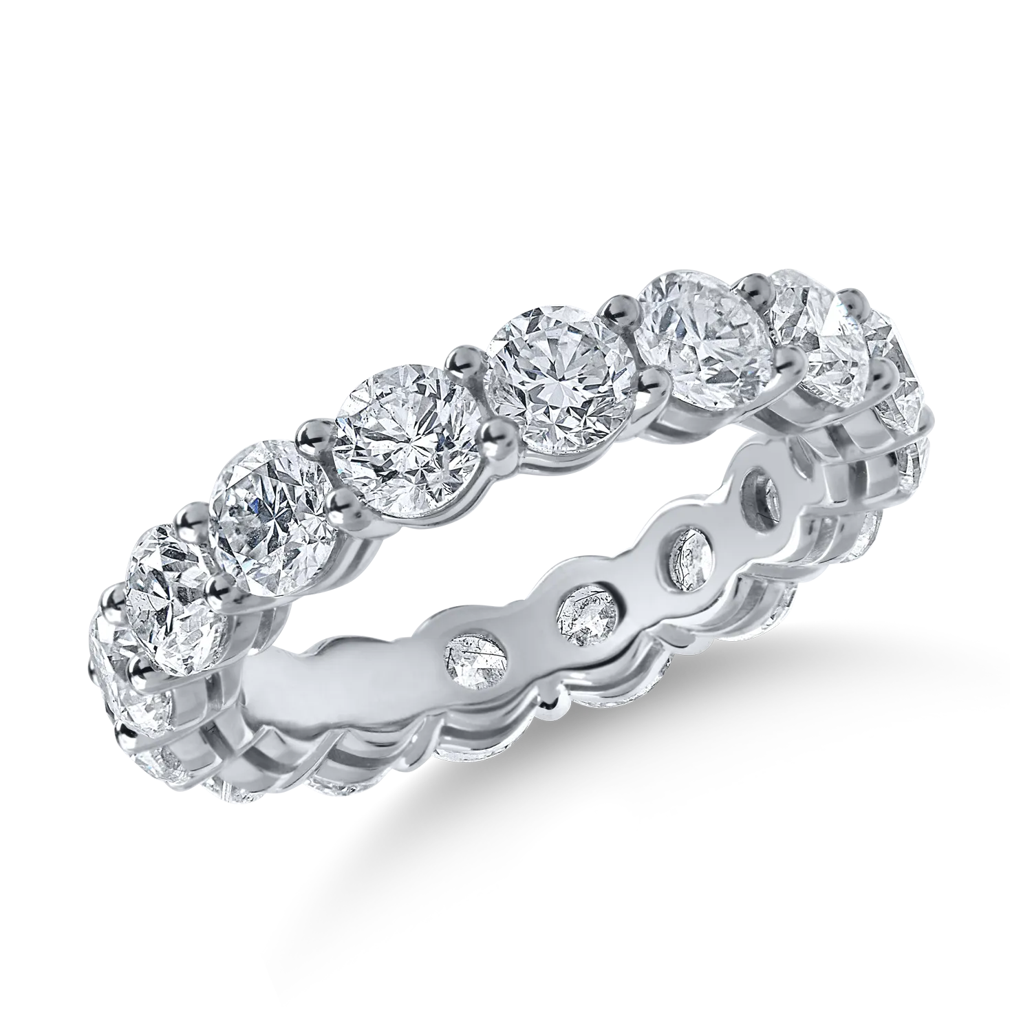 Pierścionek wieczności z białego złota z diamentami o masie 4.8ct