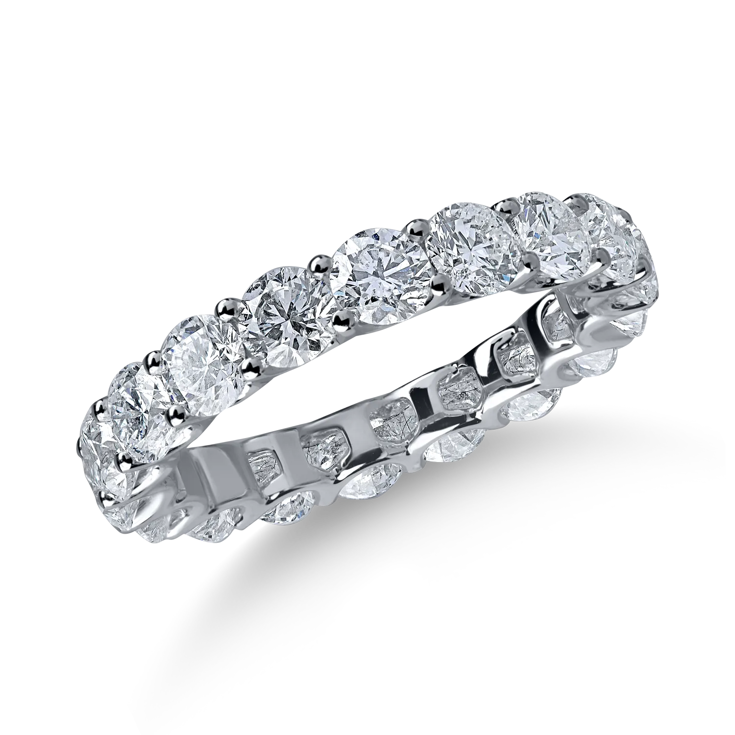 Inel eternity din aur alb cu diamante de 4.1ct