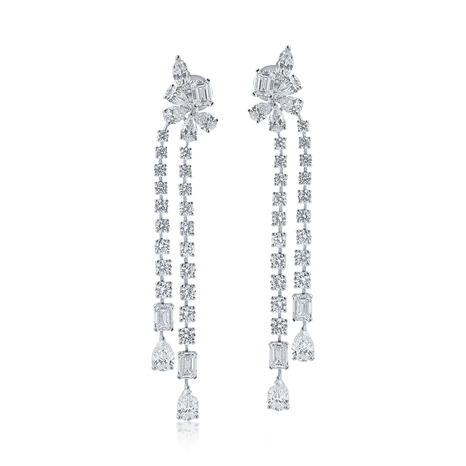 Cercei lungi dubli din aur alb cu diamante de 7.1ct - 1 | YEO