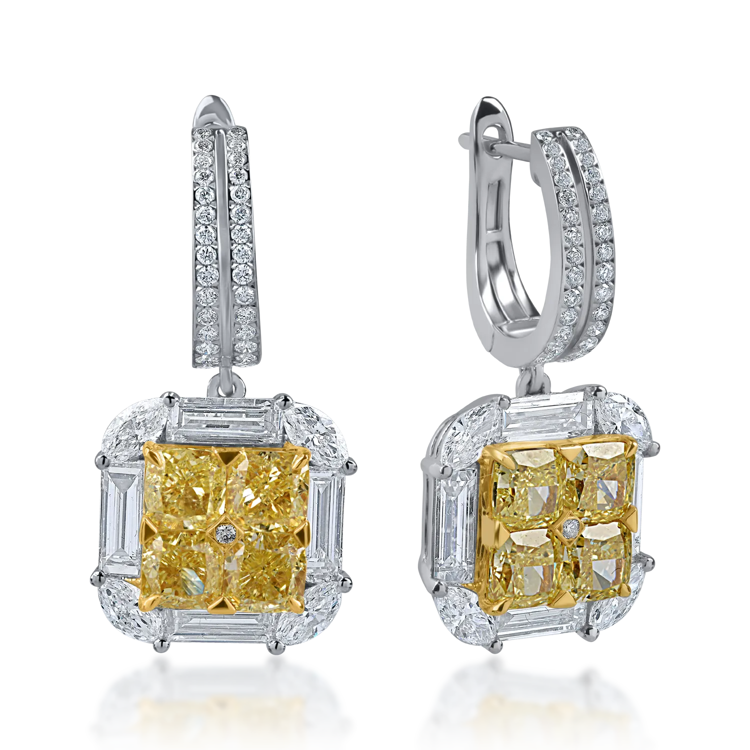 Cercei din aur alb-galben cu diamante de 6.1ct