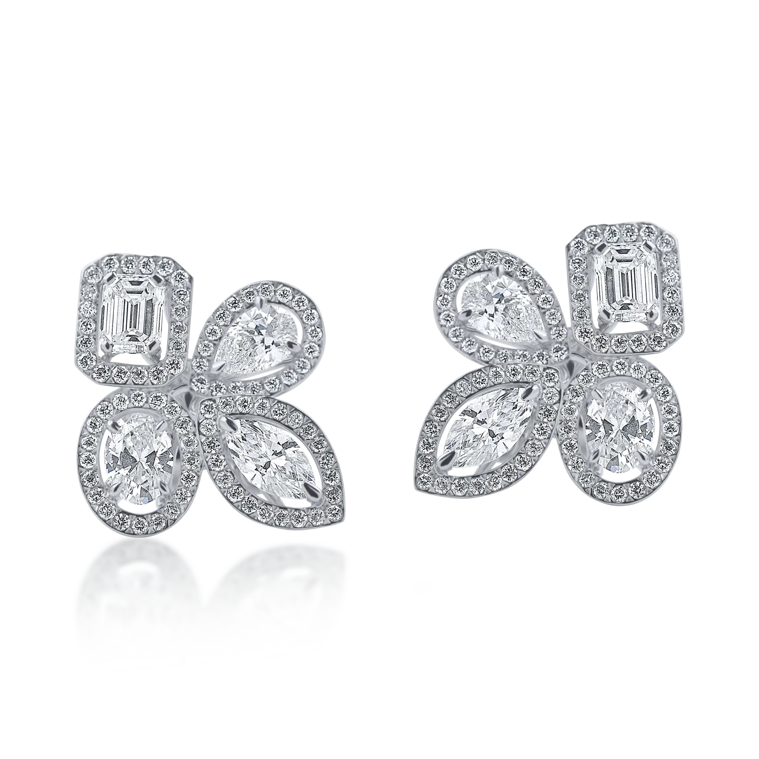 Cercei geometrici din aur alb cu diamante de 2.8ct - 1 | YEO