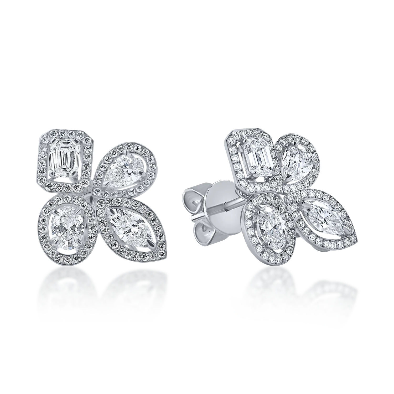 Cercei geometrici din aur alb cu diamante de 2.8ct