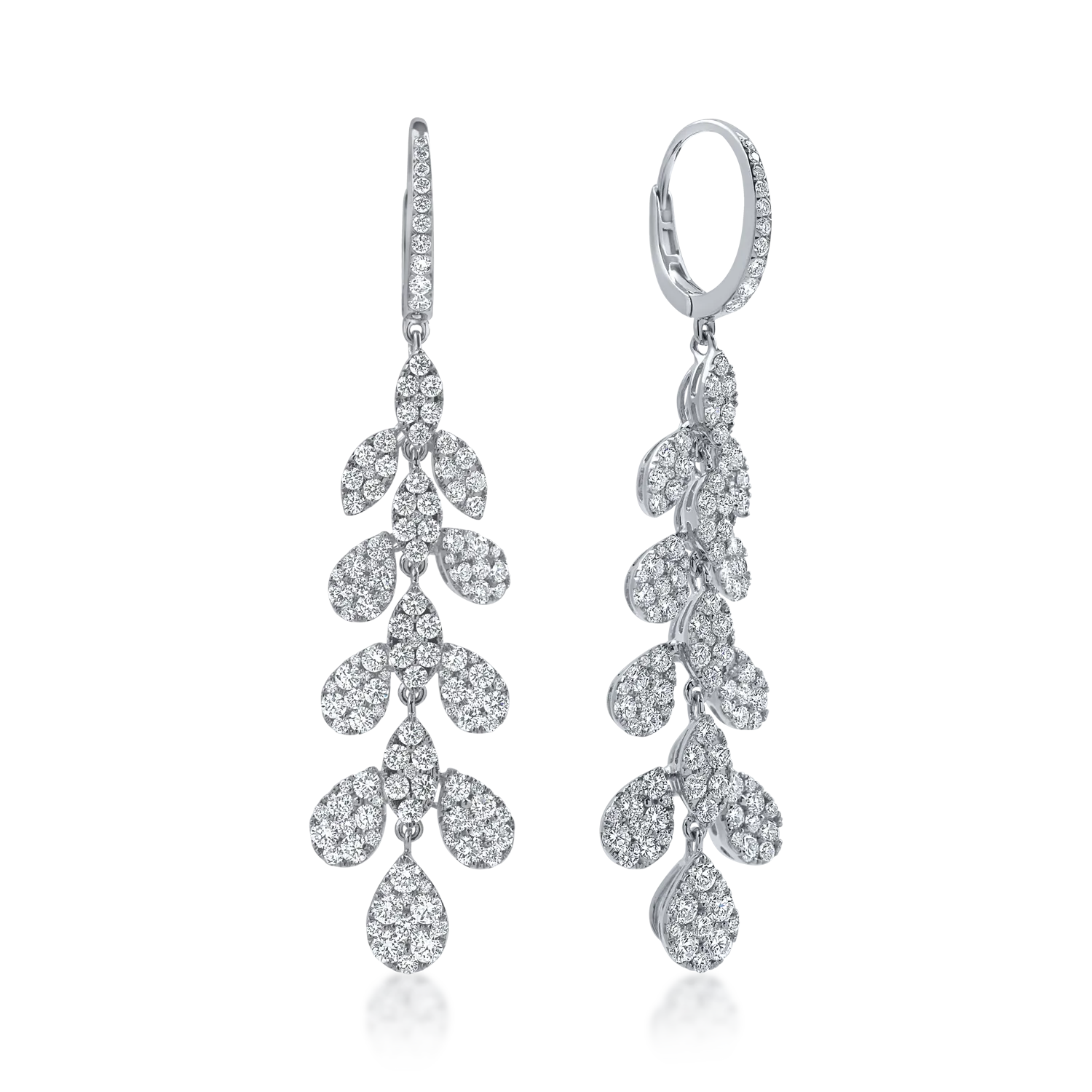 Fehérarany hosszú fülbevaló 3.6ct gyémánttal